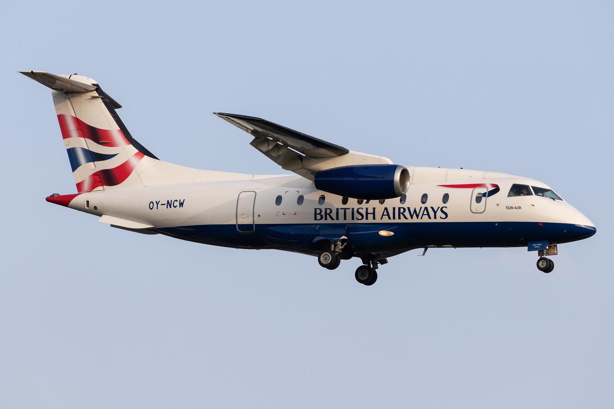 Hamburg Airport: British Airways (BA / BAW) | Operator: Sun-Air |  Dornier Do-328JET-300 J328 | OY-NCW | MSN 3131