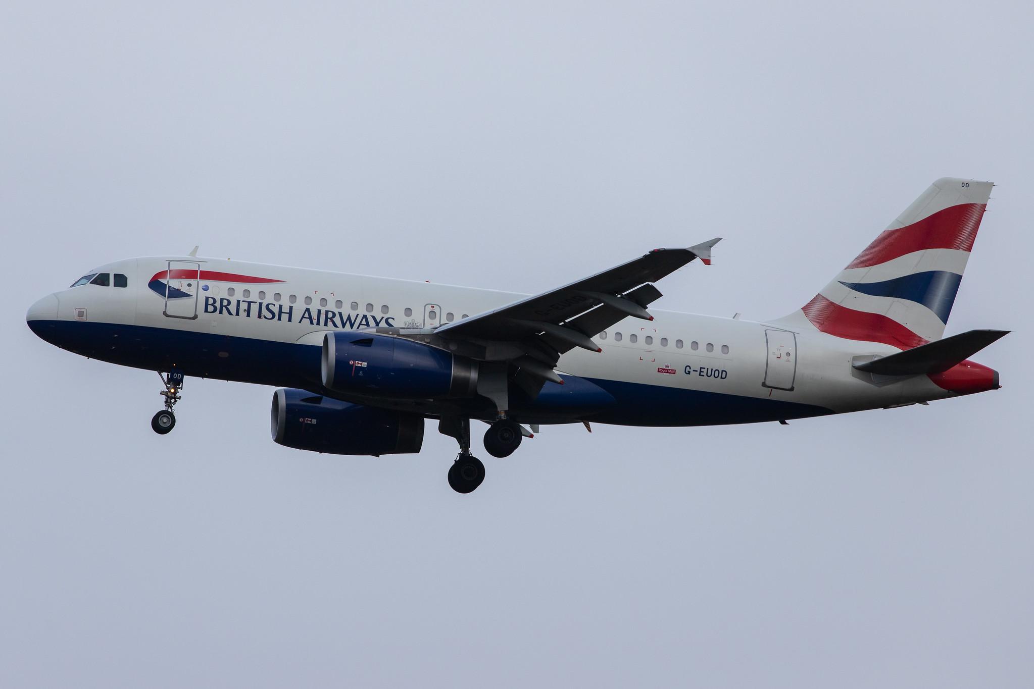 London Heathrow Airport: British Airways (BA / BAW) |  Airbus A319-131 A319 | G-EUOD | MSN 1558