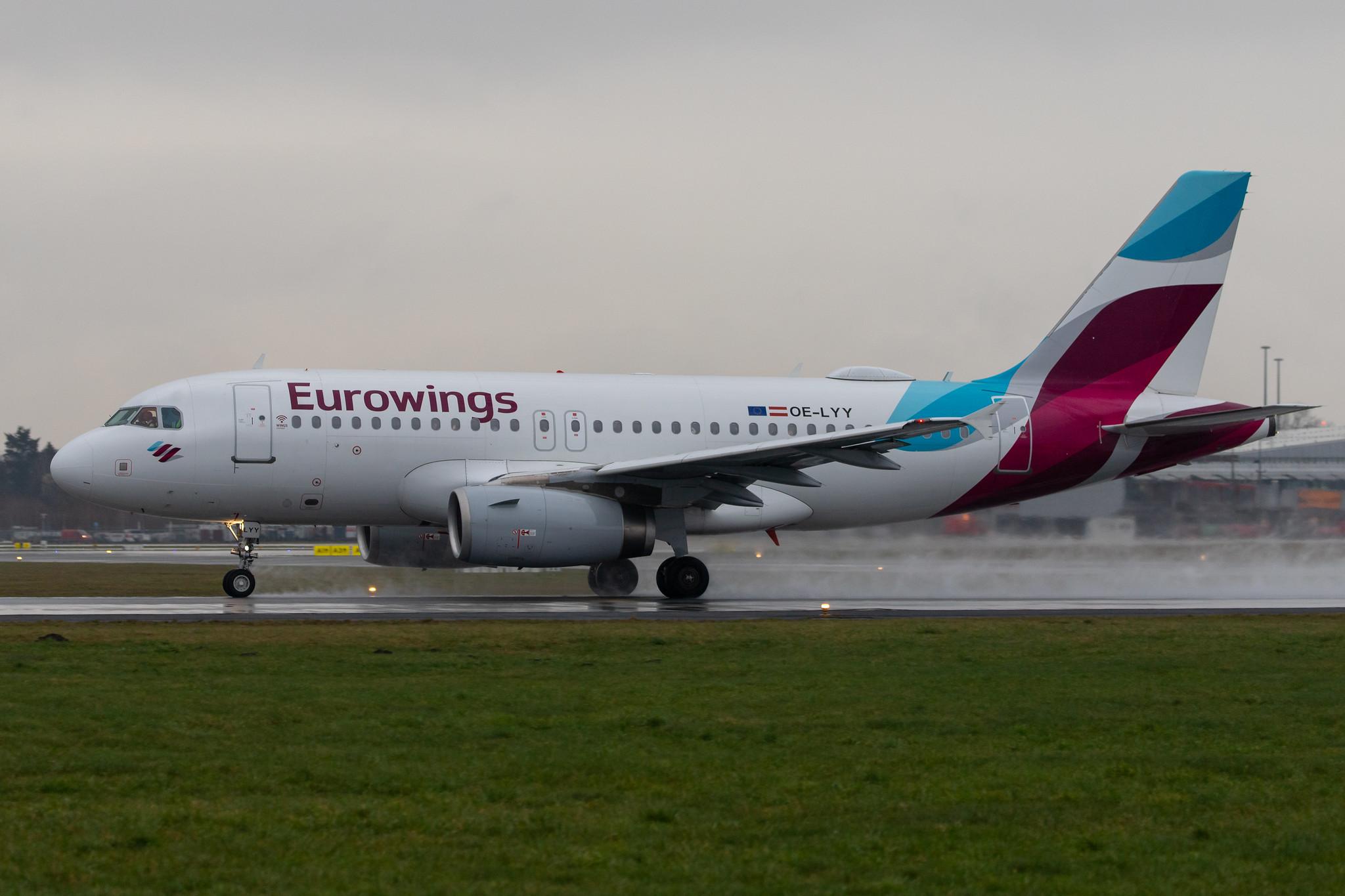 Hamburg Airport Apron: Eurowings (EW / EWG) | Operator: Eurowings Europe |  Airbus A319-132 A319 | OE-LYY | MSN 4256