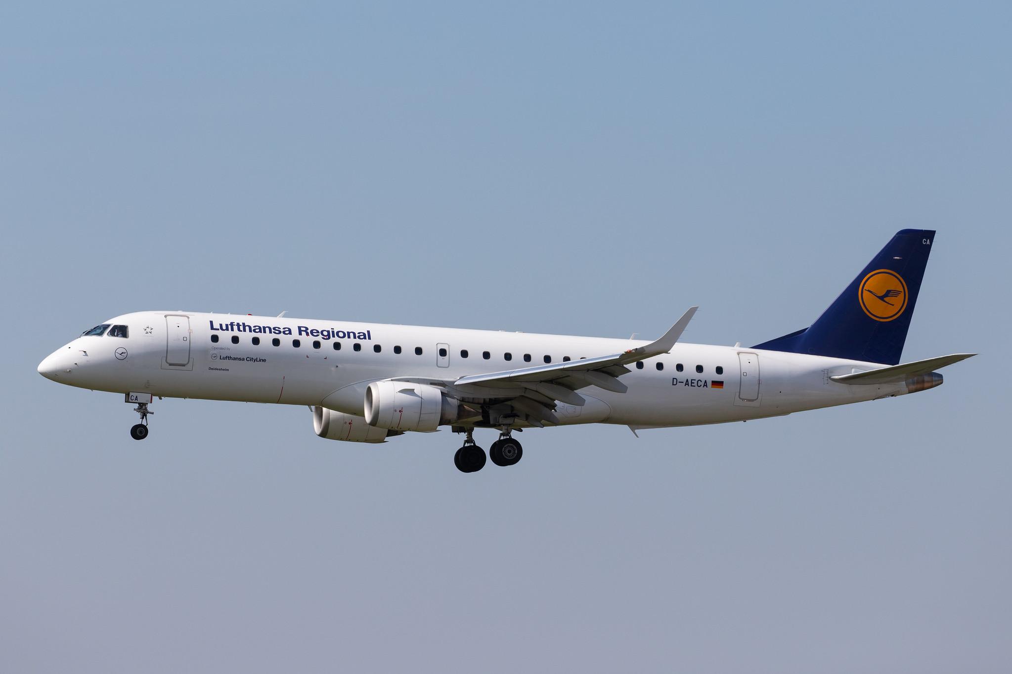 Hamburg Airport: Lufthansa (LH / DLH) | Operator: Lufthansa CityLine |  Embraer E190LR E190 | D-AECA | MSN 19000327