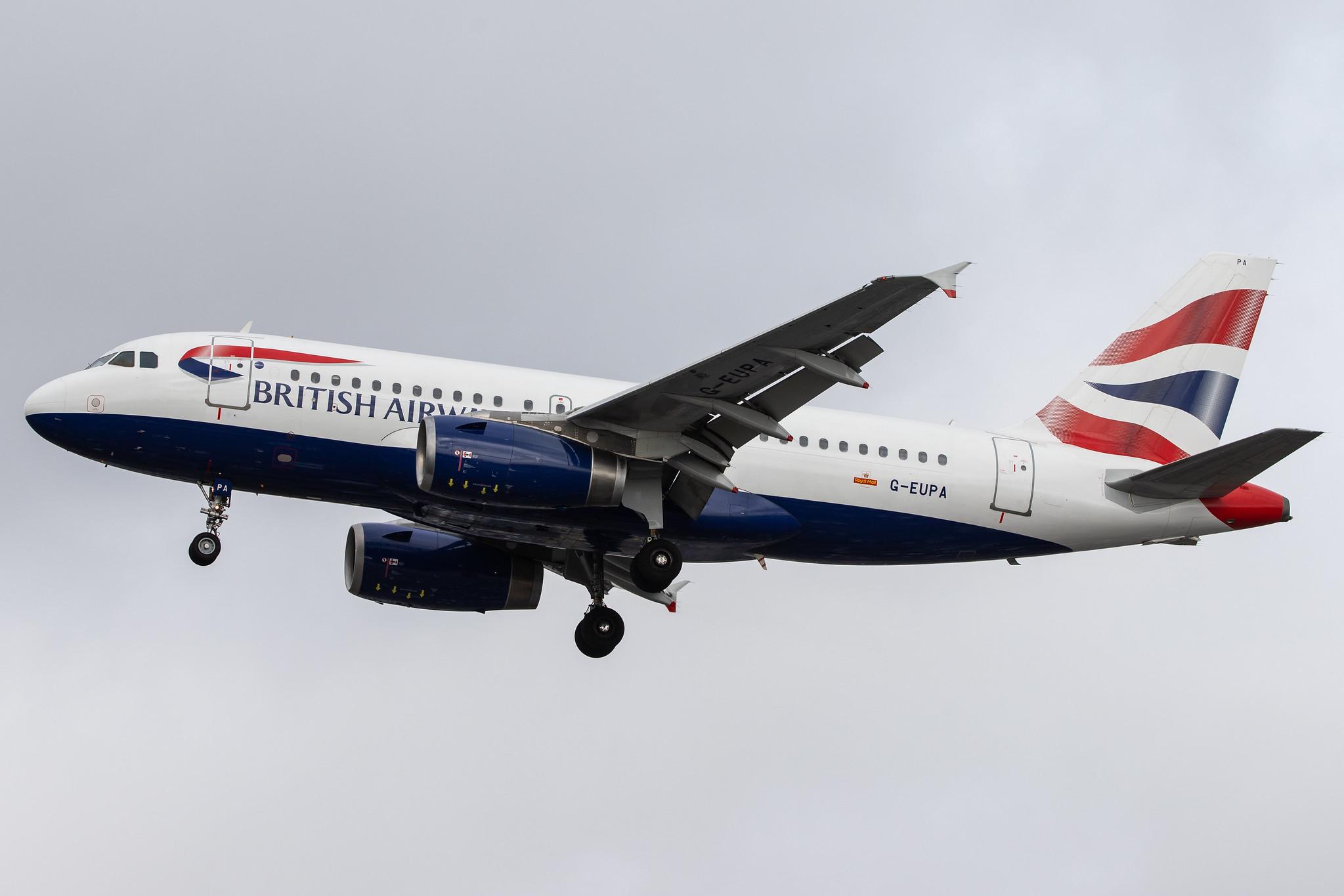 London Heathrow Airport: British Airways (BA / BAW) |  Airbus A319-131 A319 | G-EUPA | MSN 1082