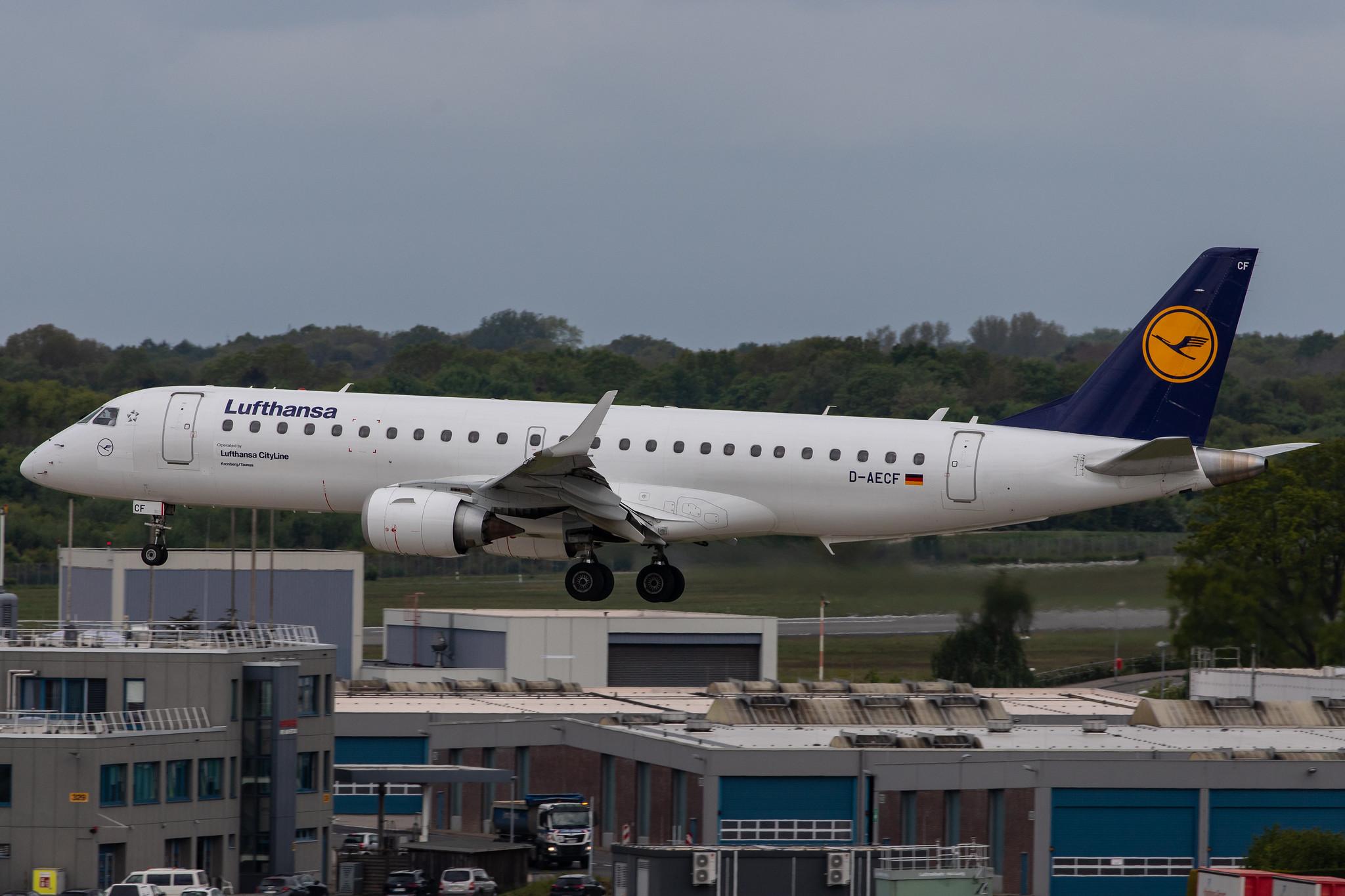 Hamburg Airport: Lufthansa (LH / DLH) | Operator: Lufthansa CityLine |  Embraer E190LR E190 | D-AECF | MSN 19000359