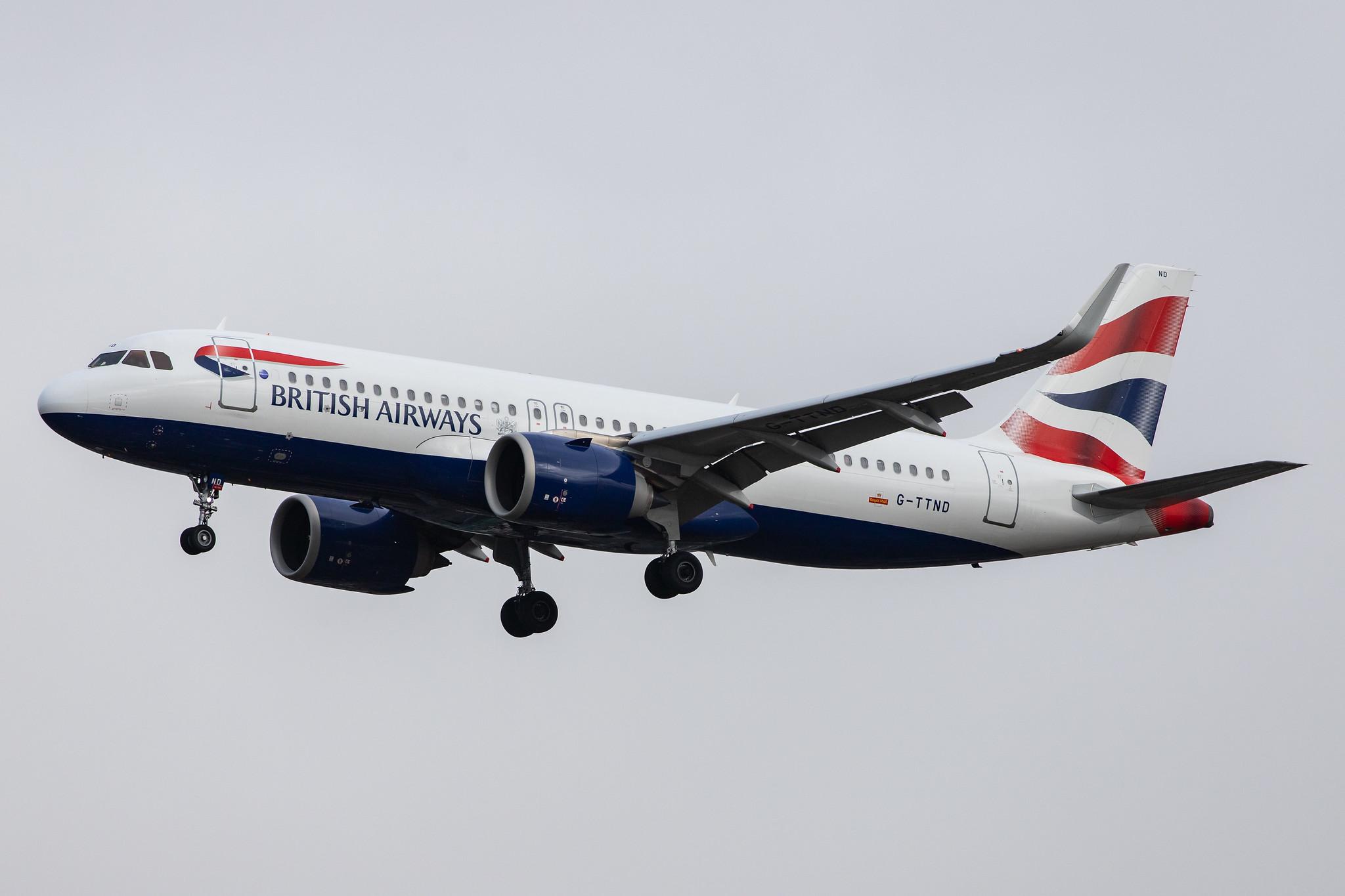London Heathrow Airport: British Airways (BA / BAW) |  Airbus A320-251N A20N | G-TTND | MSN 8308