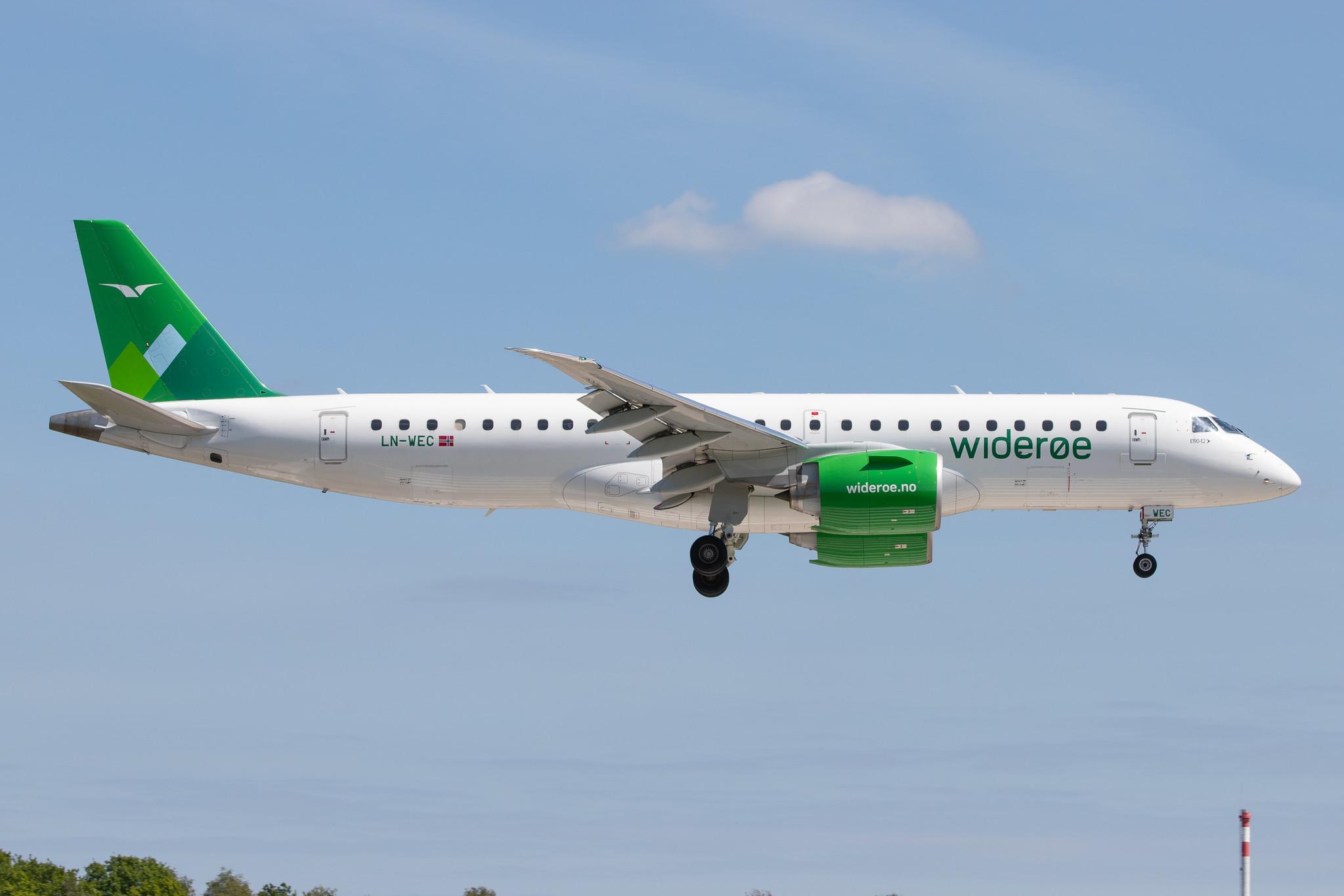 Hamburg Airport: Wideroe (WF / WIF) |  Embraer E190-E2 E290 | LN-WEC | MSN 19020011