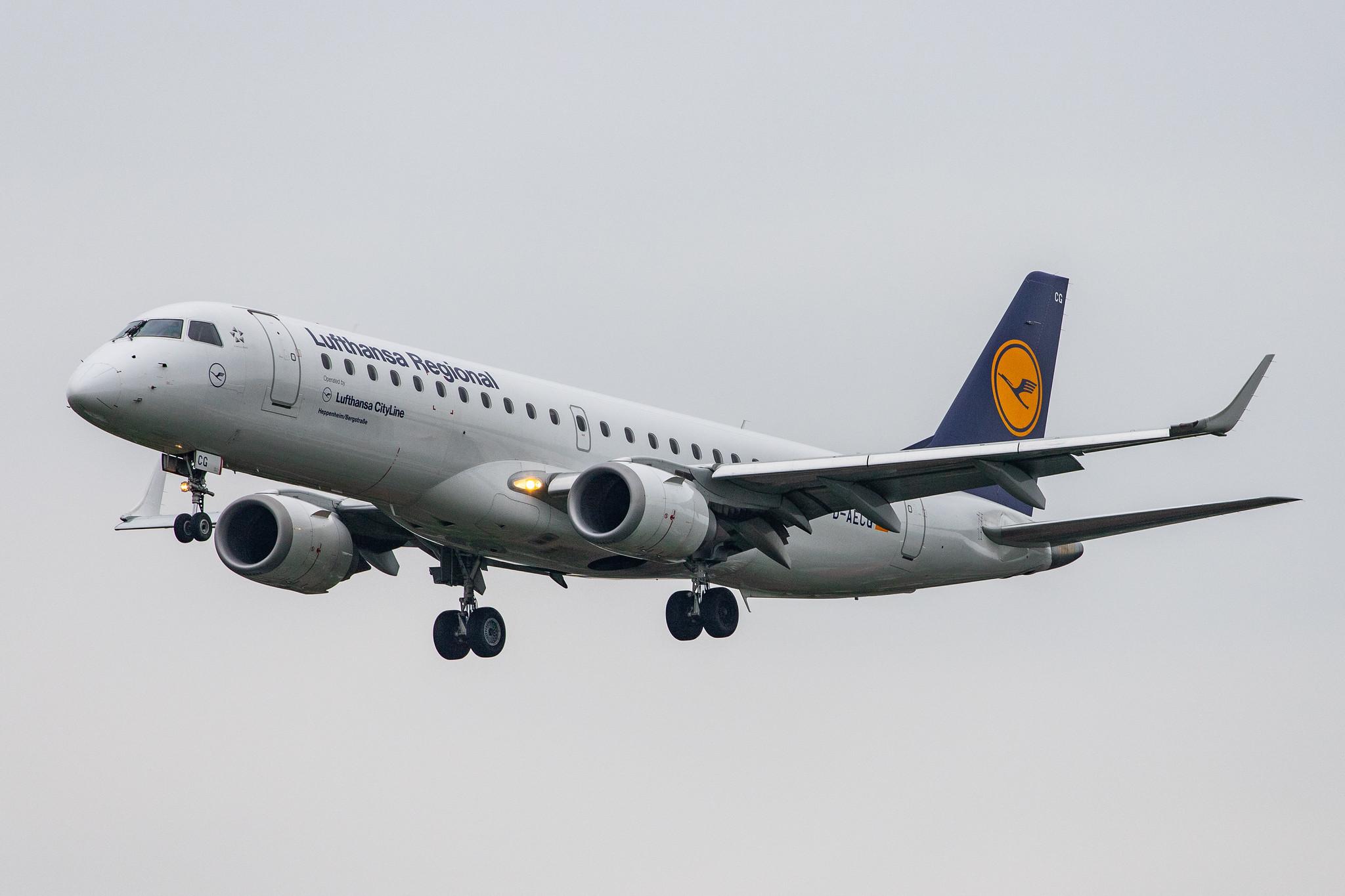 Hamburg Airport: Lufthansa (LH / DLH) | Operator: Lufthansa CityLine |  Embraer E190LR E190 | D-AECG | MSN 19000368