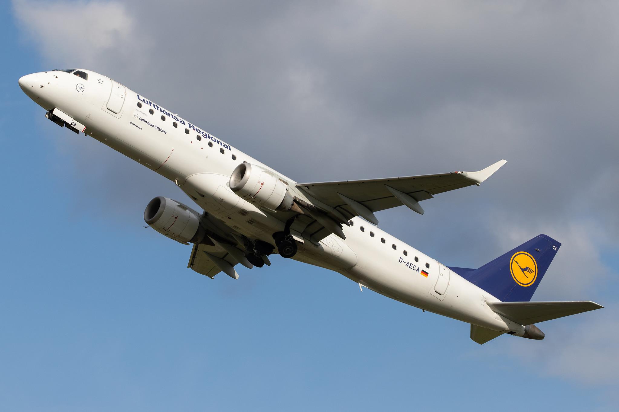 Hamburg Airport: Lufthansa (LH / DLH) | Operator: Lufthansa CityLine |  Embraer E190LR E190 | D-AECA | MSN 19000327