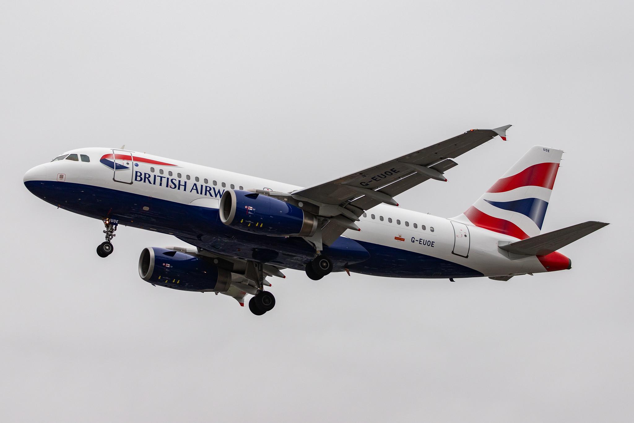 London Heathrow Airport: British Airways (BA / BAW) |  Airbus A319-131 A319 | G-EUOE | MSN 1574