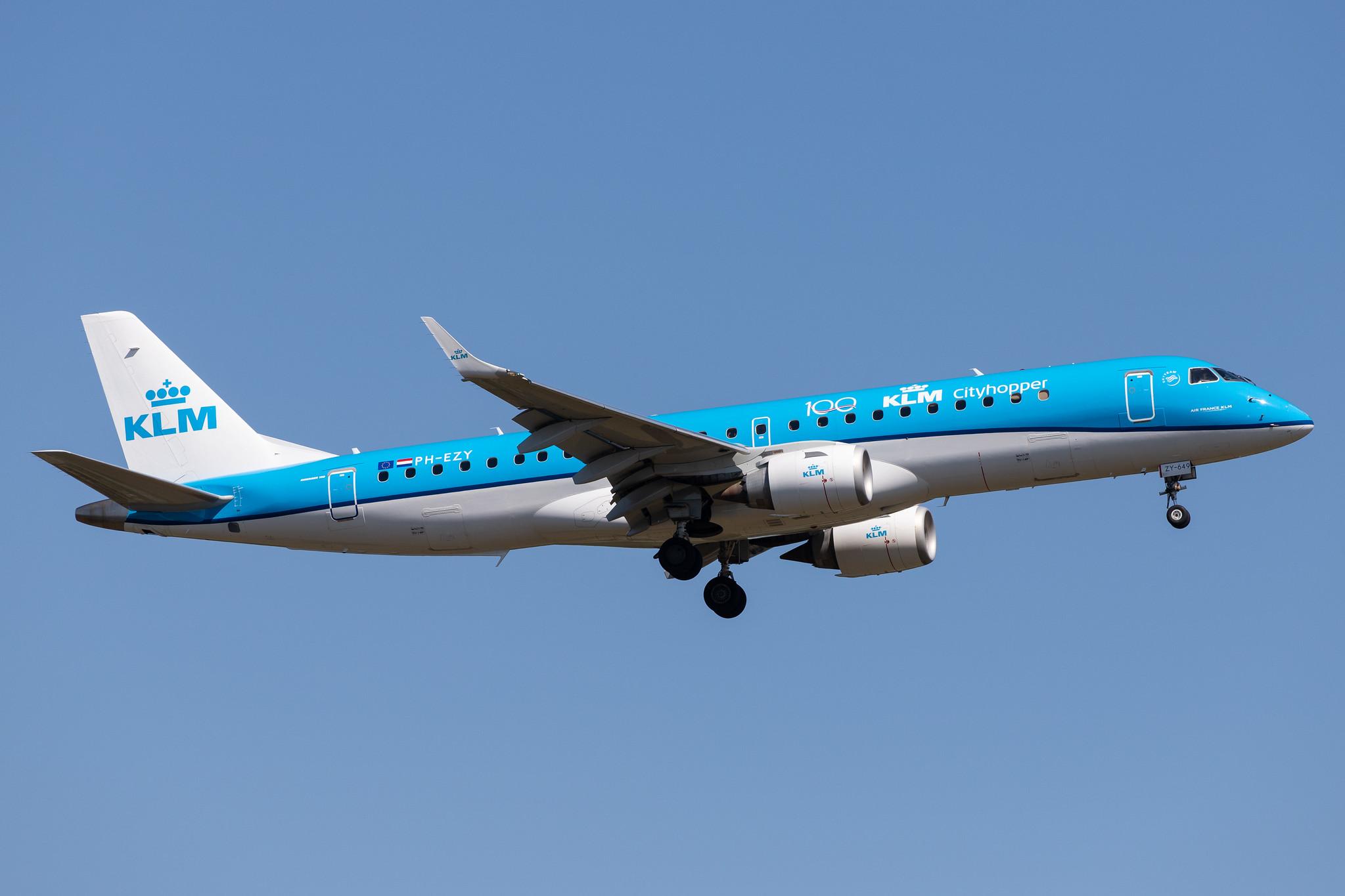 Frankfurt Airport: KLM (KL / KLM) | Operator: KLM Cityhopper |  Embraer E190STD E190 | PH-EZY | MSN 19000649