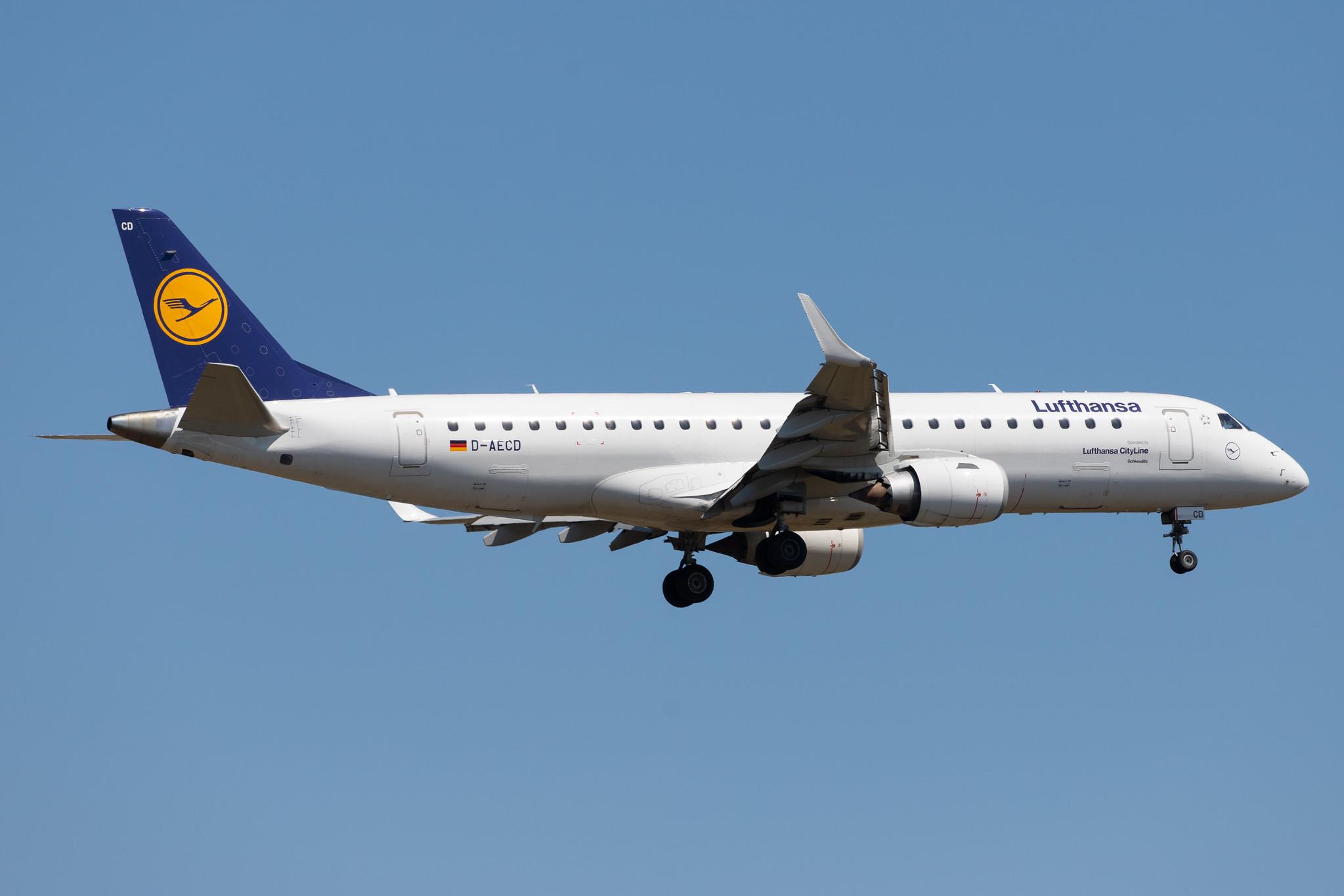 Frankfurt Airport: Lufthansa (LH / DLH) | Operator: Lufthansa CityLine |  Embraer E190LR E190 | D-AECD | MSN 19000337