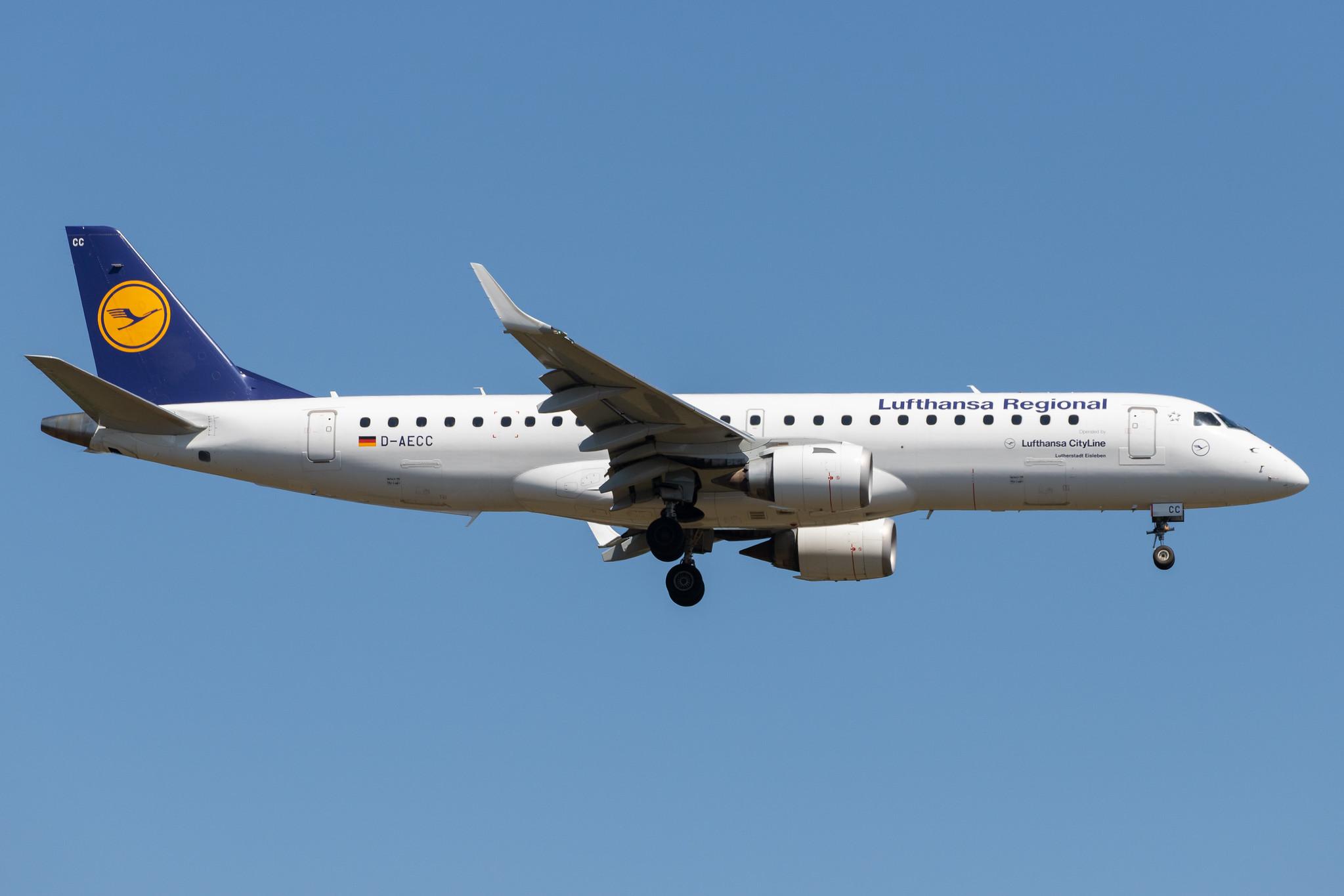 Frankfurt Airport: Lufthansa (LH / DLH) | Operator: Lufthansa CityLine |  Embraer E190LR E190 | D-AECC | MSN 19000333