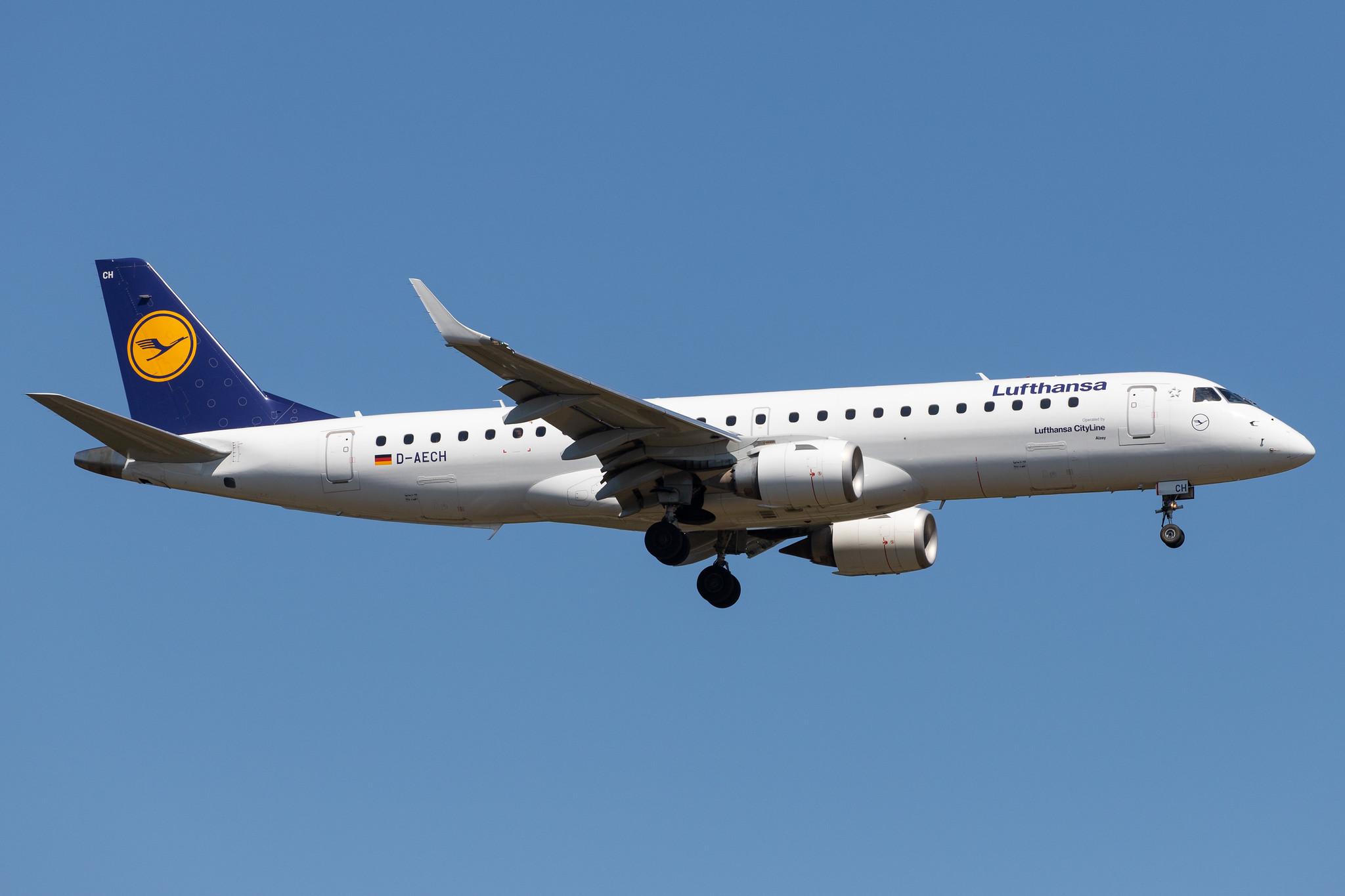 Frankfurt Airport: Lufthansa (LH / DLH) | Operator: Lufthansa CityLine |  Embraer E190LR E190 | D-AECH | MSN 19000376