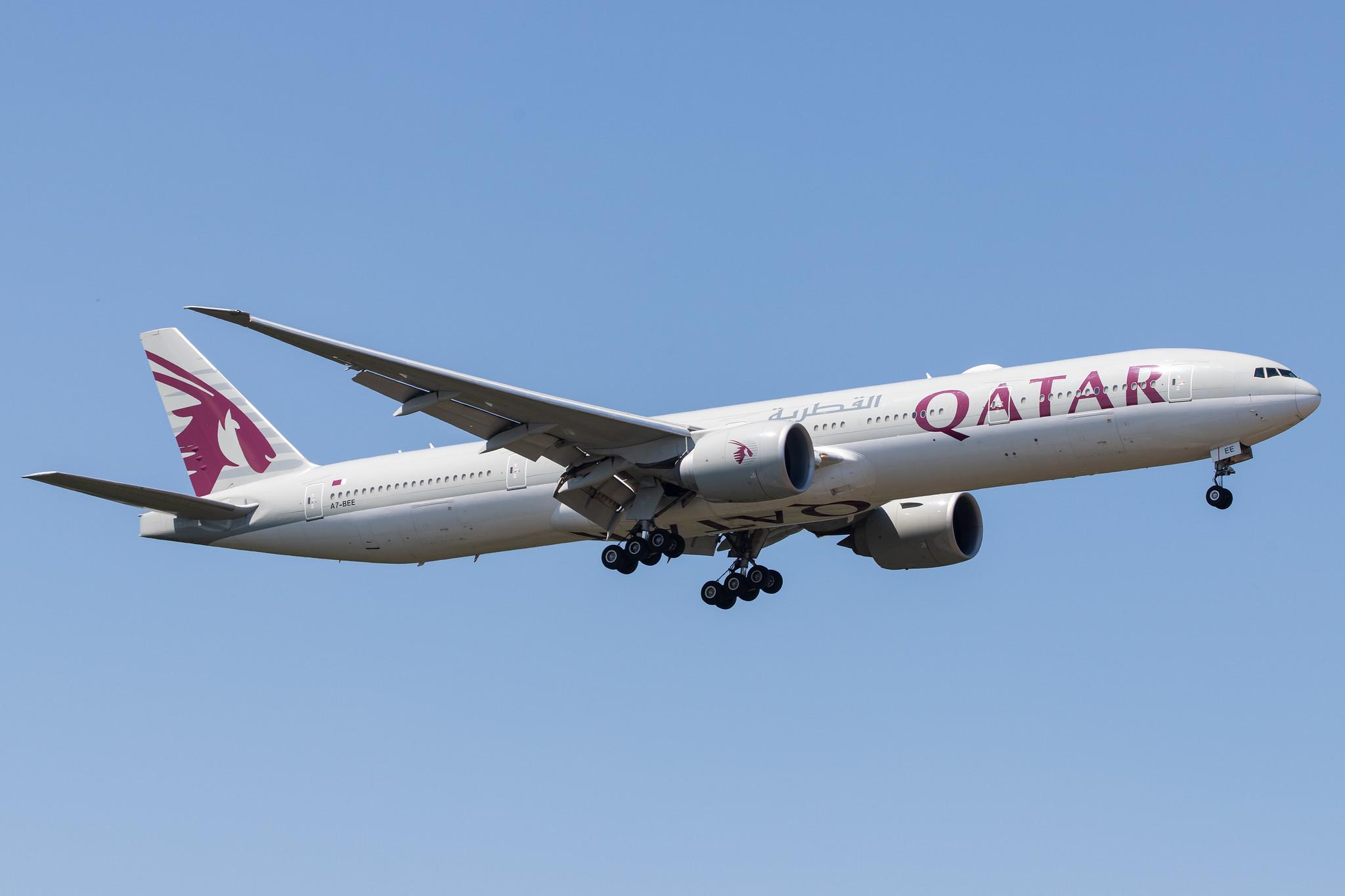 Frankfurt Airport: Qatar Airways (QR / QTR) |  Boeing 777-3DZ(ER) B77W | A7-BEE | MSN 60331