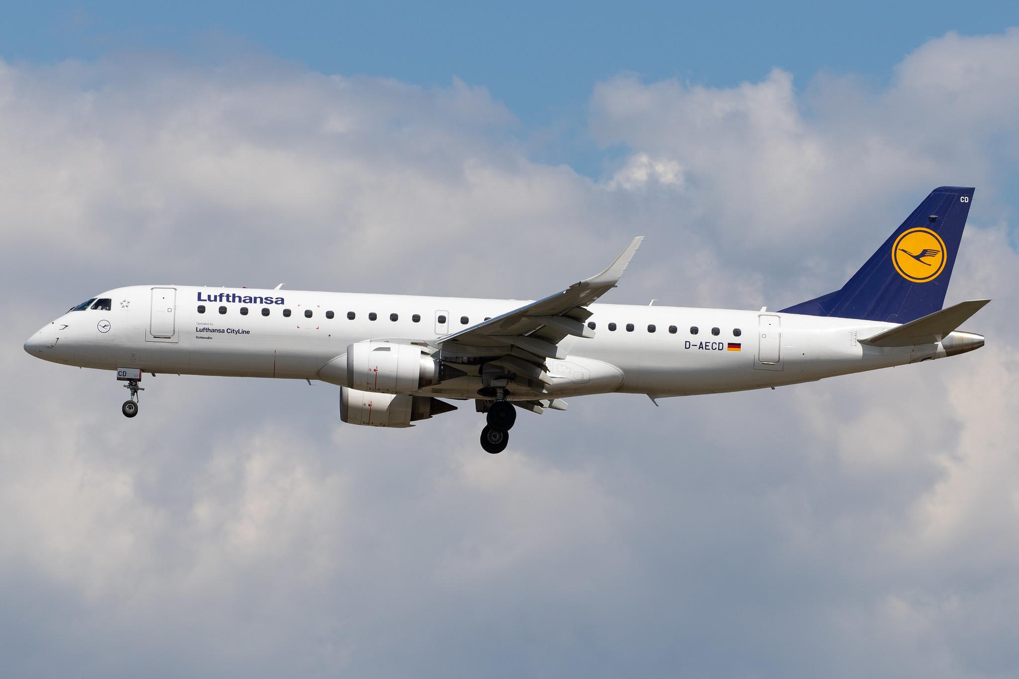 Frankfurt Airport: Lufthansa (LH / DLH) | Operator: Lufthansa CityLine |  Embraer E190LR E190 | D-AECD | MSN 19000337