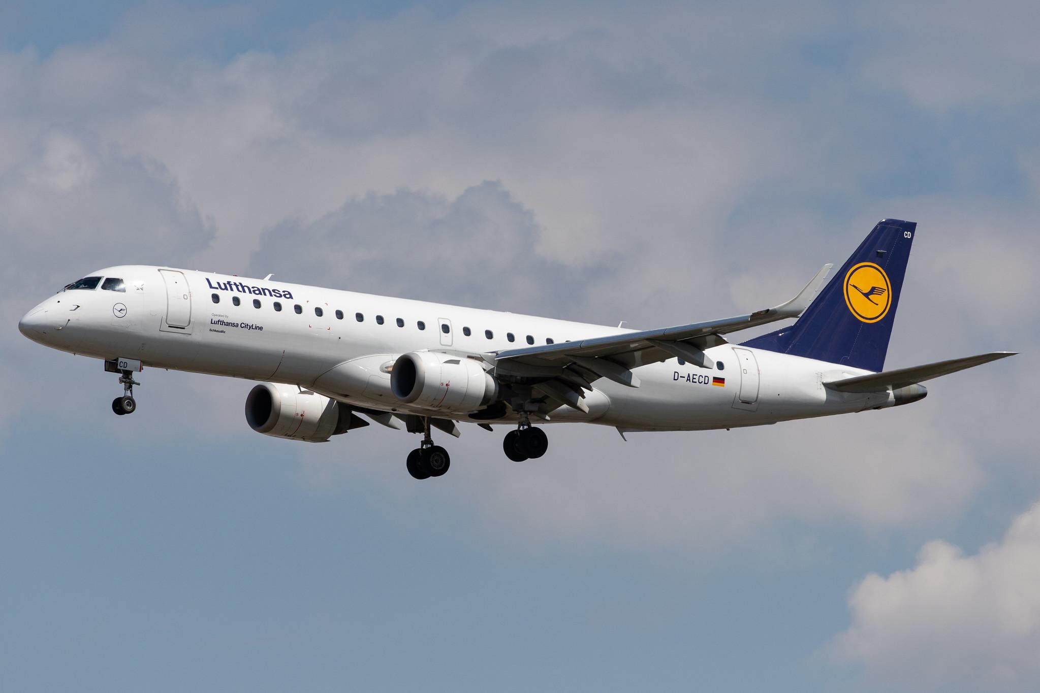 Frankfurt Airport: Lufthansa (LH / DLH) | Operator: Lufthansa CityLine |  Embraer E190LR E190 | D-AECD | MSN 19000337