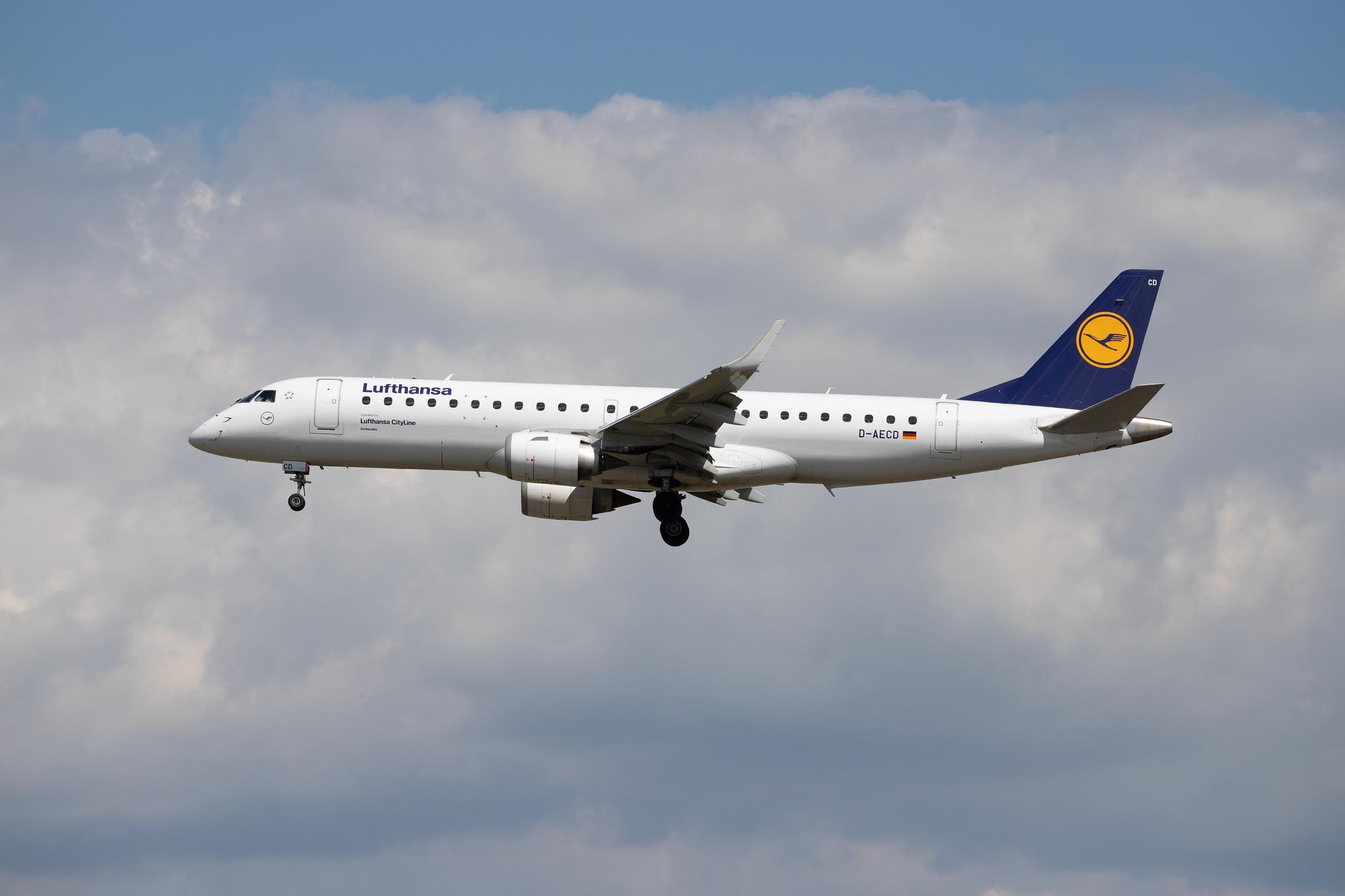 Frankfurt Airport: Lufthansa (LH / DLH) | Operator: Lufthansa CityLine |  Embraer E190LR E190 | D-AECD | MSN 19000337