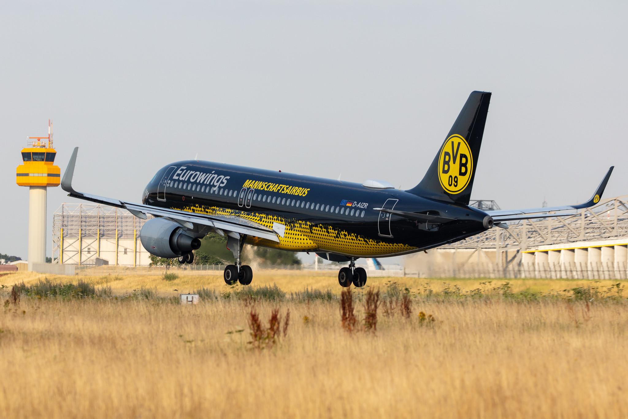 Hamburg Airport: Eurowings (EW / EWG) |  Livery: Borussia Dortmund Livery |  Airbus A320-214 A320 | D-AIZR | MSN 5525