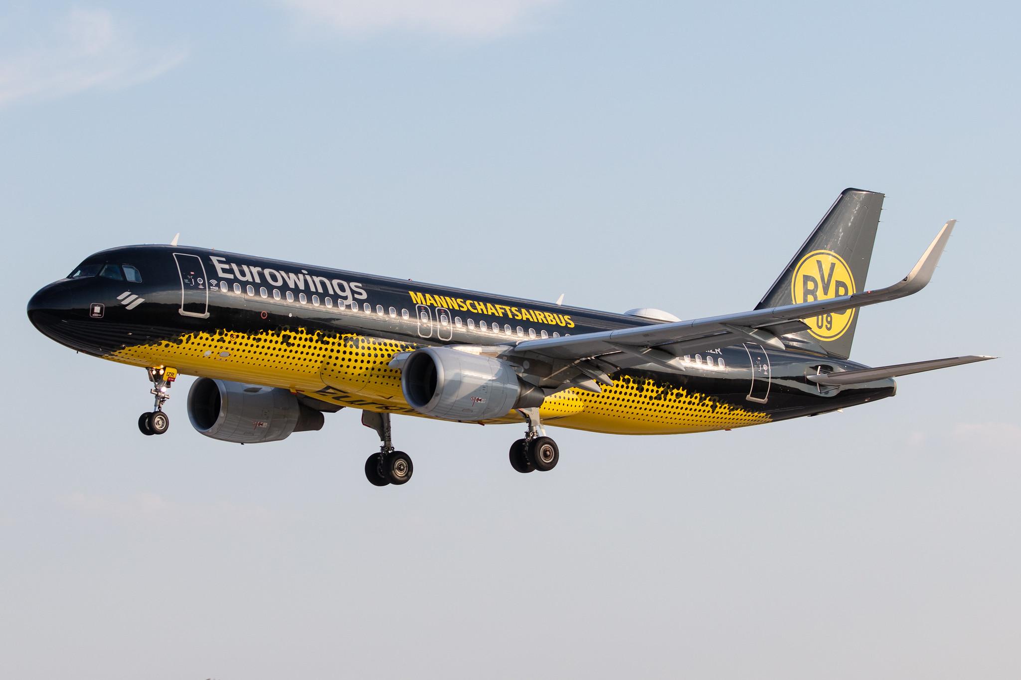 Hamburg Airport: Eurowings (EW / EWG) |  Livery: Borussia Dortmund Livery |  Airbus A320-214 A320 | D-AIZR | MSN 5525