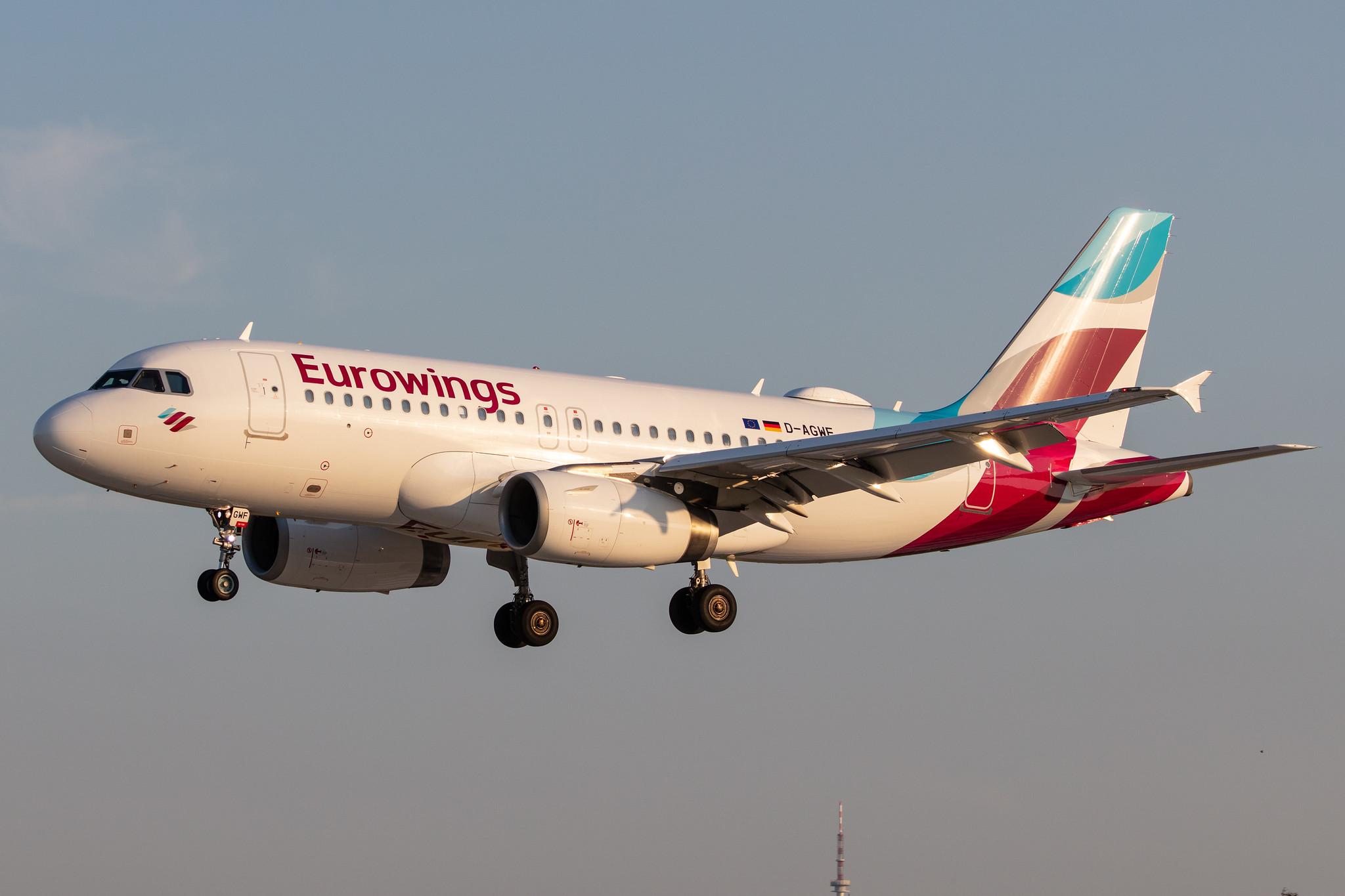 Hamburg Airport: Eurowings (EW / EWG) |  Airbus A319-132 A319 | D-AGWF | MSN 3172