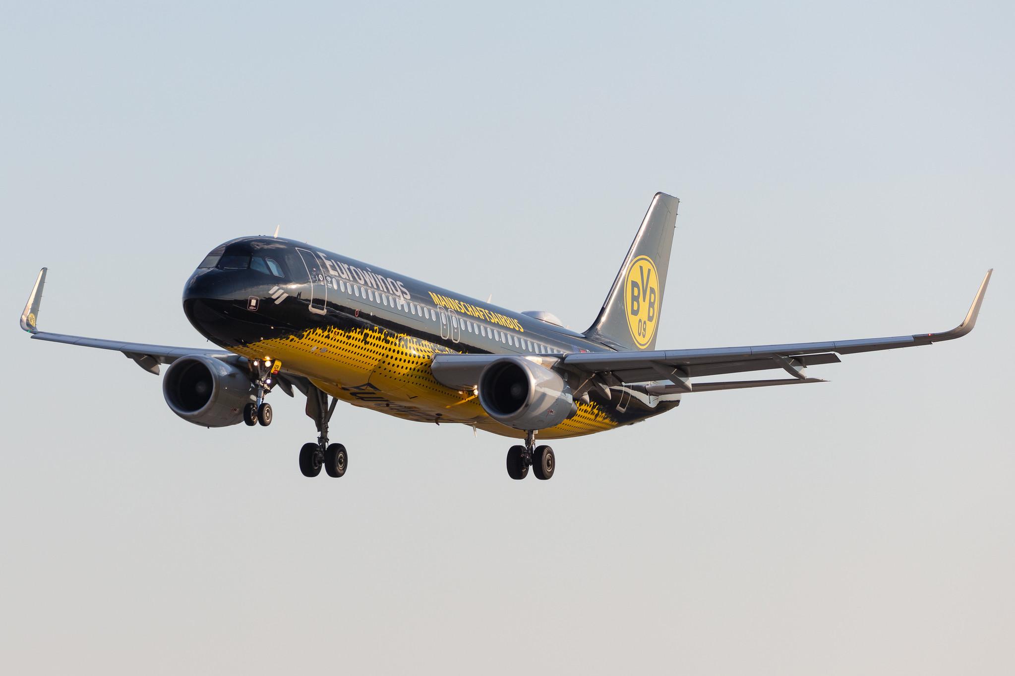 Hamburg Airport: Eurowings (EW / EWG) |  Livery: Borussia Dortmund Livery |  Airbus A320-214 A320 | D-AIZR | MSN 5525