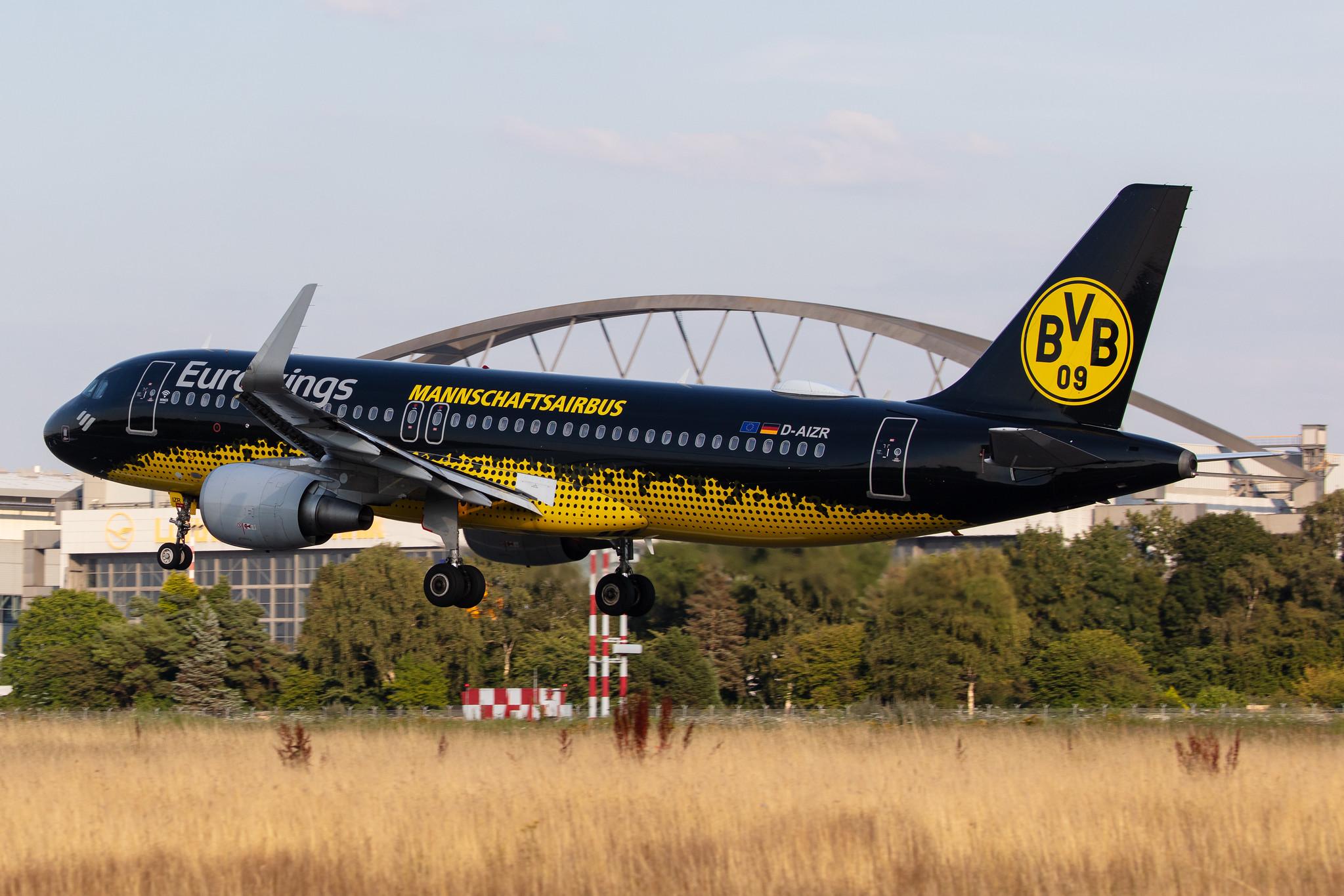 Hamburg Airport: Eurowings (EW / EWG) |  Livery: Borussia Dortmund Livery |  Airbus A320-214 A320 | D-AIZR | MSN 5525