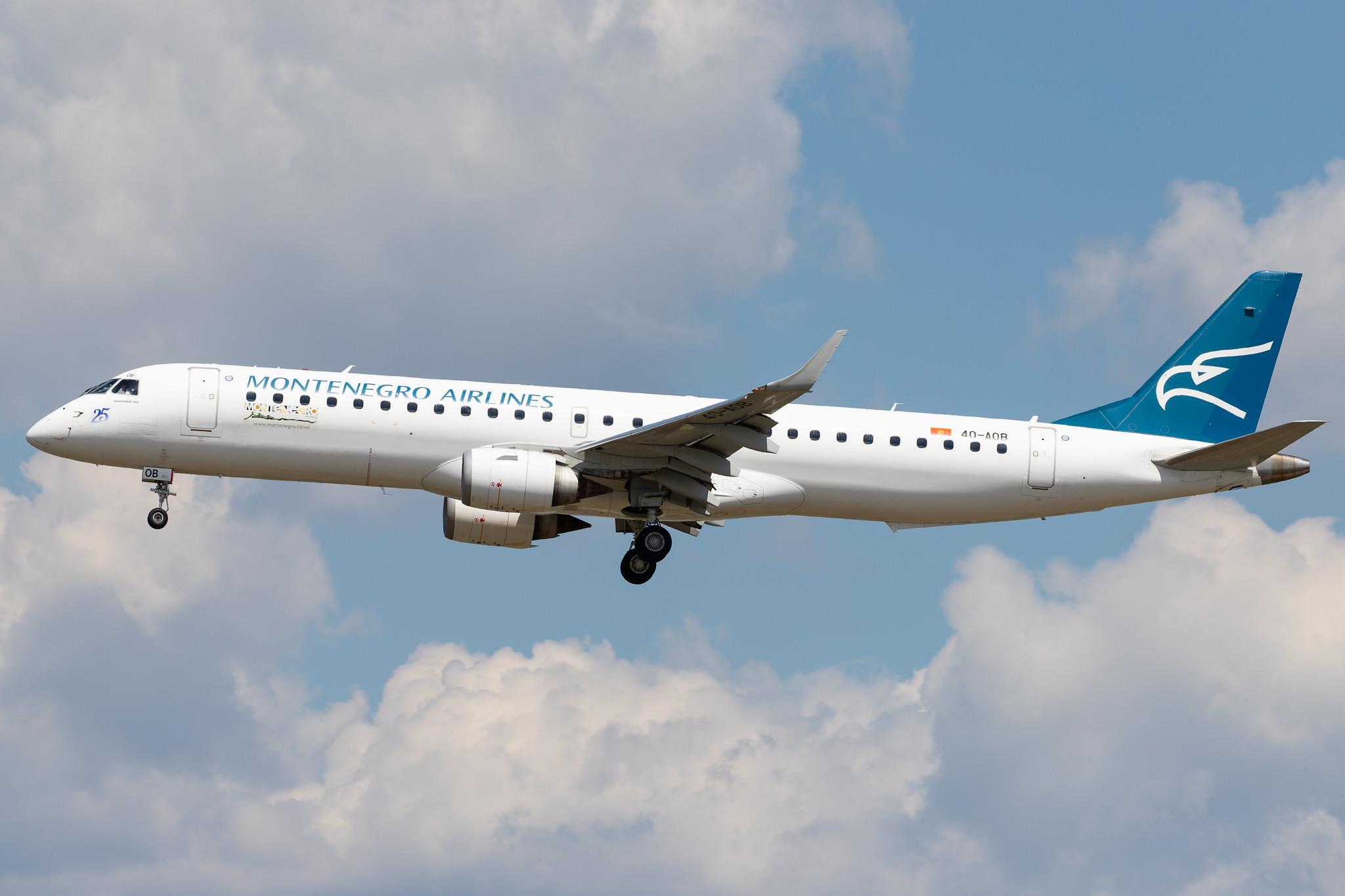 Frankfurt Airport: Montenegro Airlines (YM / MGX) |  Embraer E195LR E195 | 4O-AOB | MSN 19000283