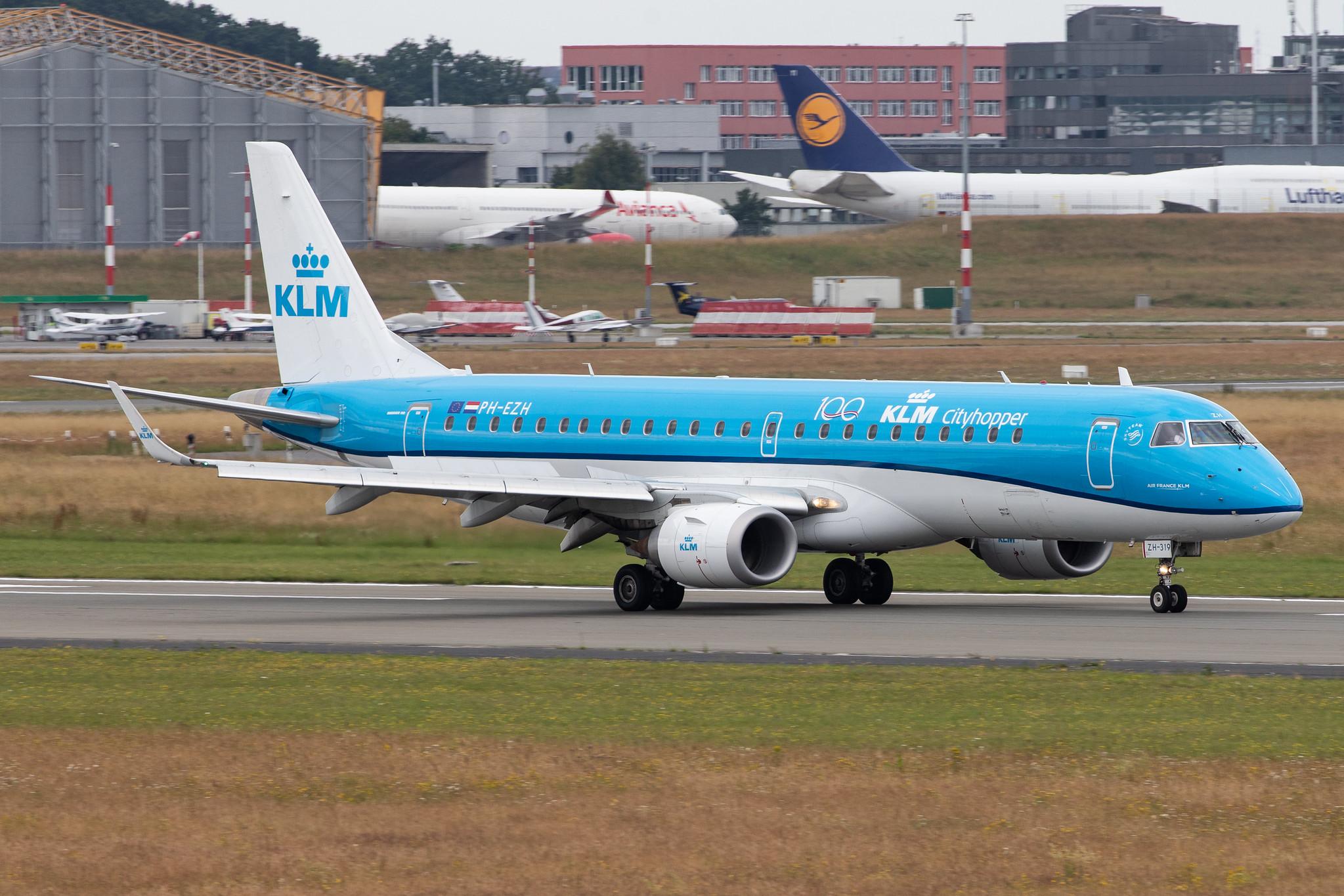 Hamburg Airport: KLM (KL / KLM) | Operator: KLM Cityhopper |  Embraer E190STD E190 | PH-EZH | MSN 19000319