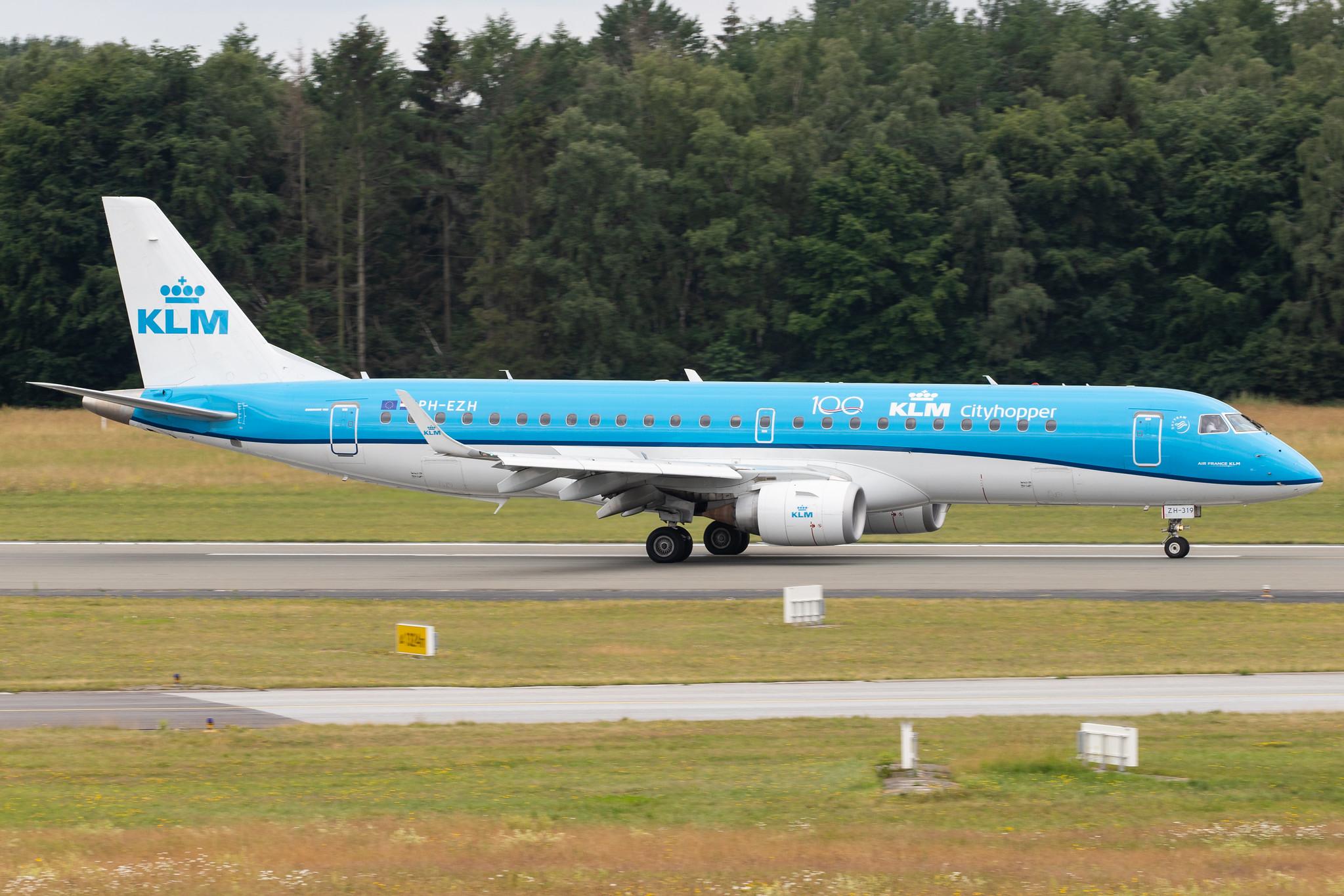 Hamburg Airport: KLM (KL / KLM) | Operator: KLM Cityhopper |  Embraer E190STD E190 | PH-EZH | MSN 19000319