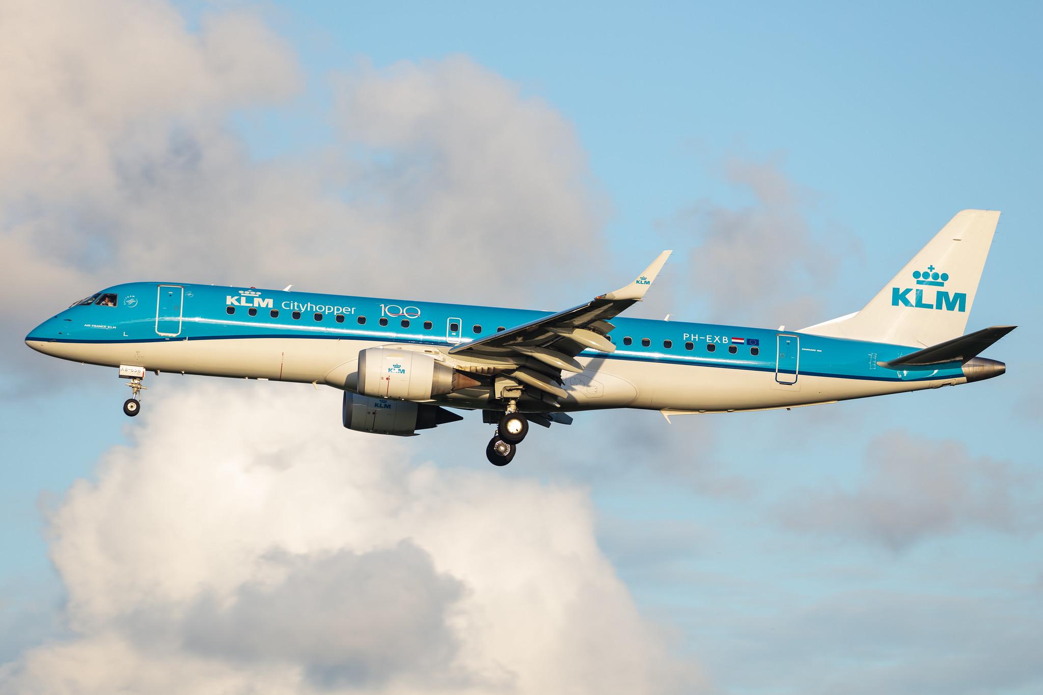 Amsterdam Airport Schiphol: KLM (KL / KLM) | Operator: KLM Cityhopper |  Embraer E190STD E190 | PH-EXB | MSN 19000658