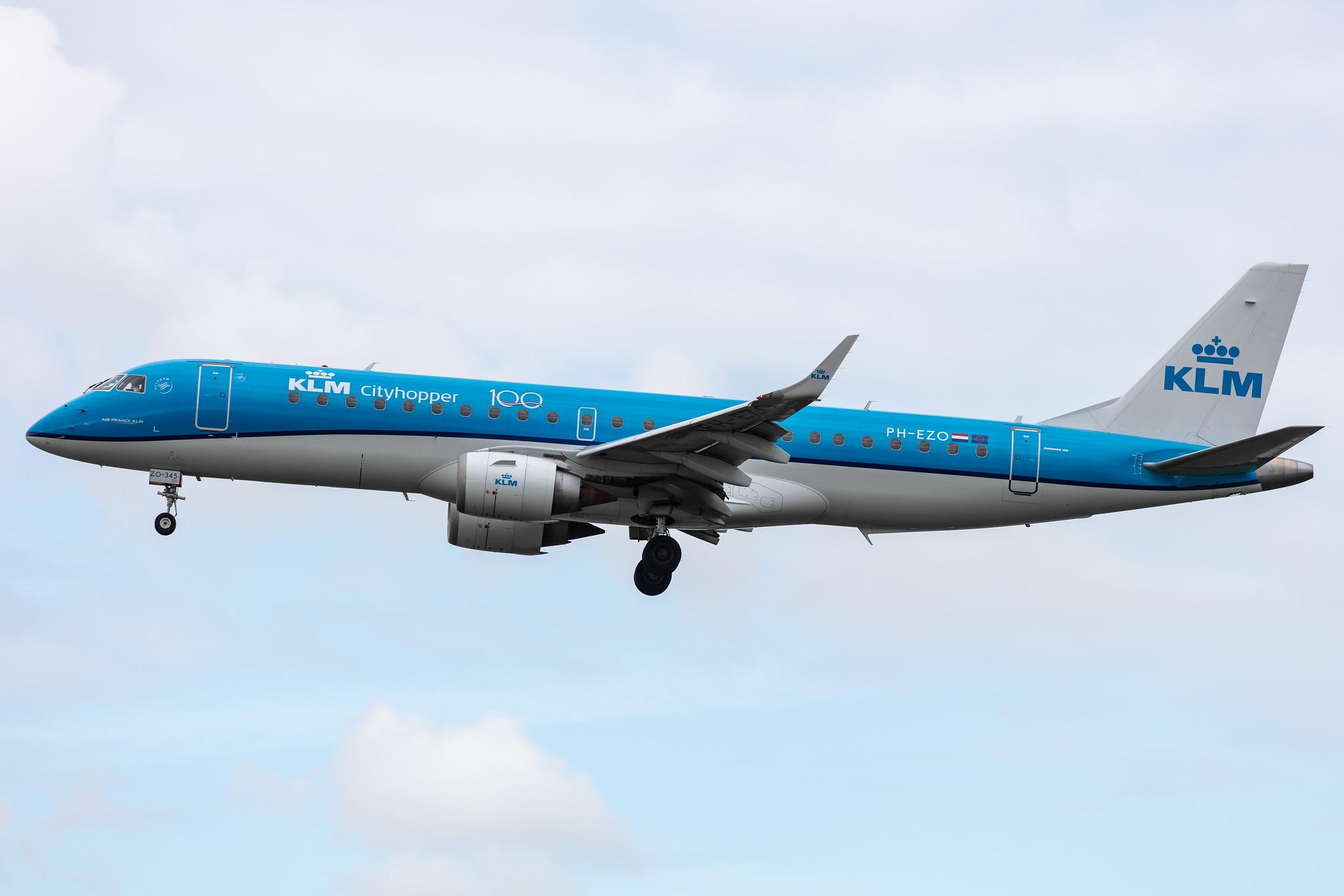 Amsterdam Airport Schiphol: KLM (KL / KLM) | Operator: KLM Cityhopper |  Embraer E190STD E190 | PH-EZO | MSN 19000345