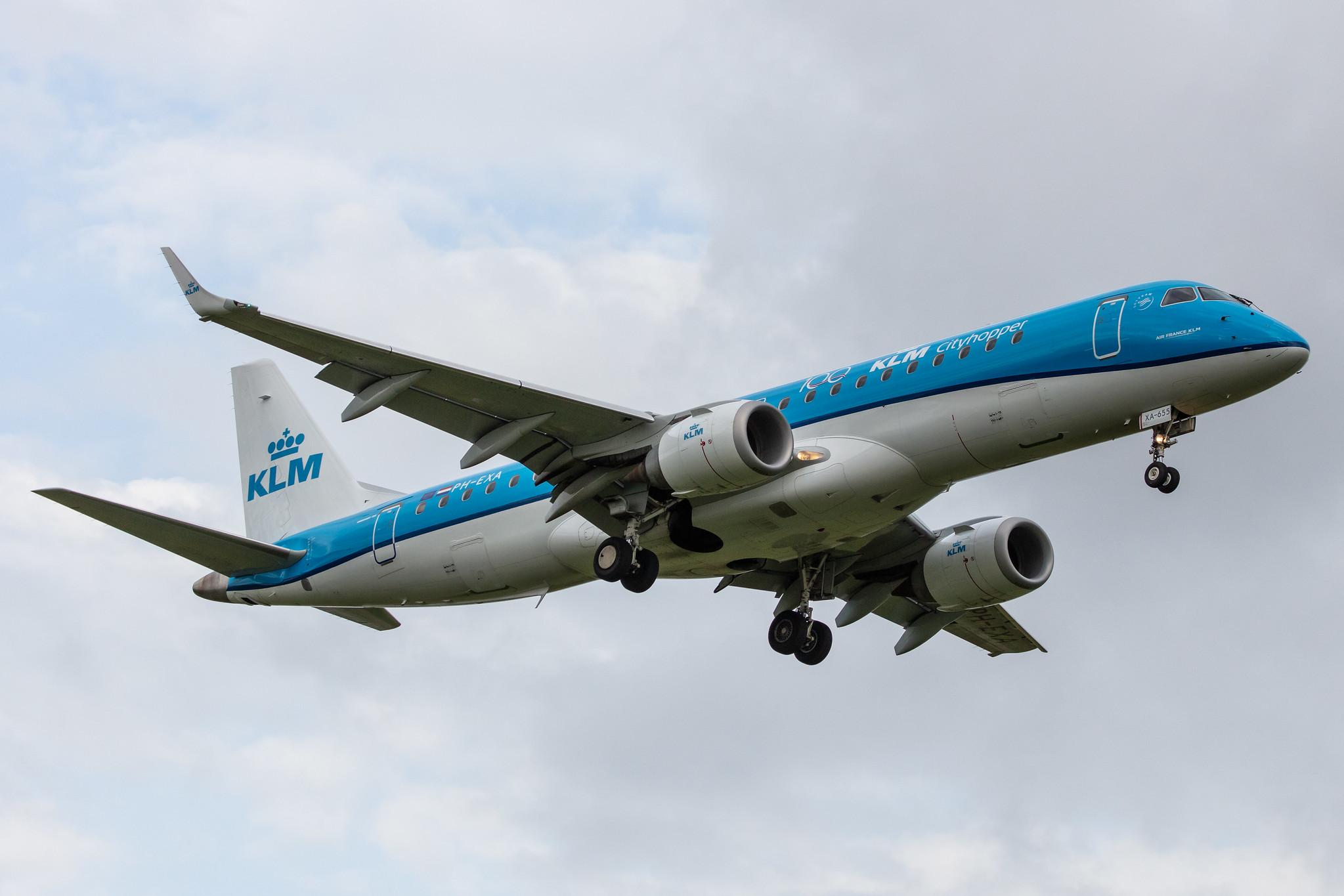 Amsterdam Airport Schiphol: KLM (KL / KLM) | Operator: KLM Cityhopper |  Embraer E190STD E190 | PH-EXA | MSN 19000655