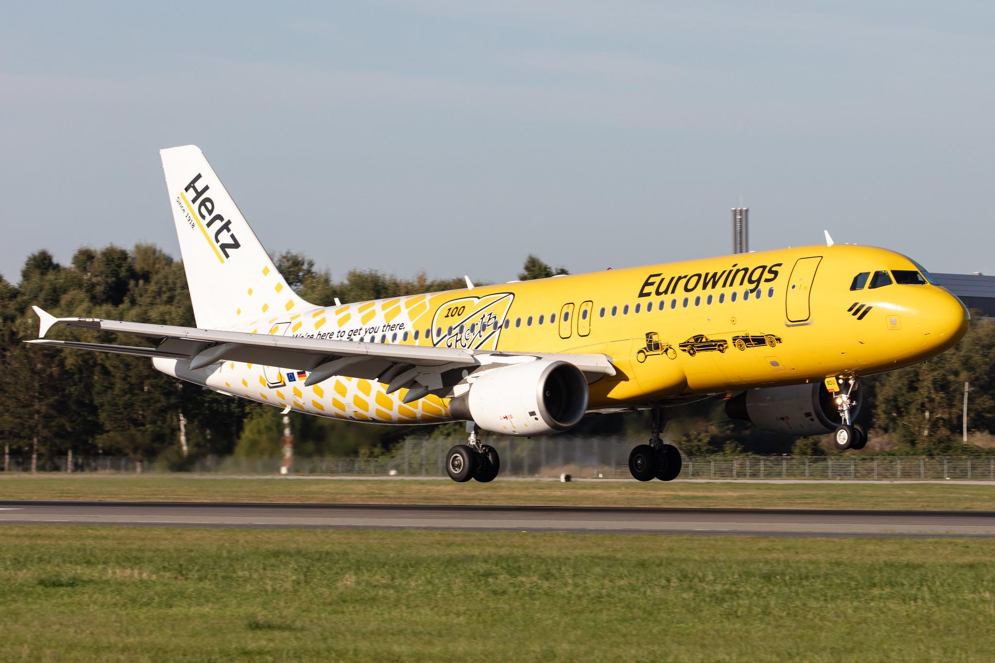 Hamburg Airport: Eurowings (EW / EWG) |  Livery: Hertz Livery |  Airbus A320-214 A320 | D-ABDU | MSN 3516