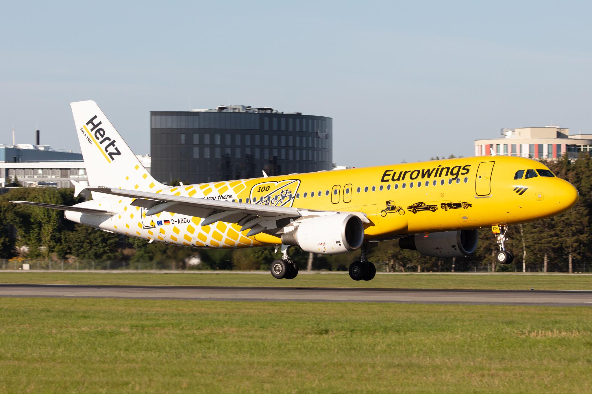 Hamburg Airport: Eurowings (EW / EWG) |  Livery: Hertz Livery |  Airbus A320-214 A320 | D-ABDU | MSN 3516