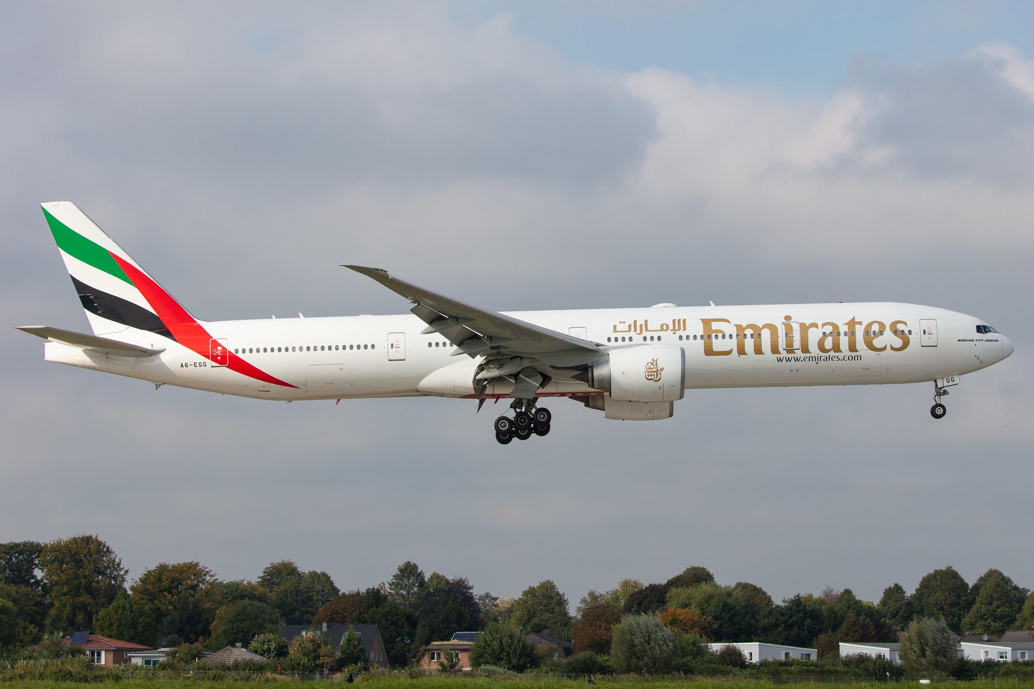 Hamburg Airport: Emirates (EK / UAE) |  Boeing 777-31H(ER) B77W | A6-EGG | MSN 41070