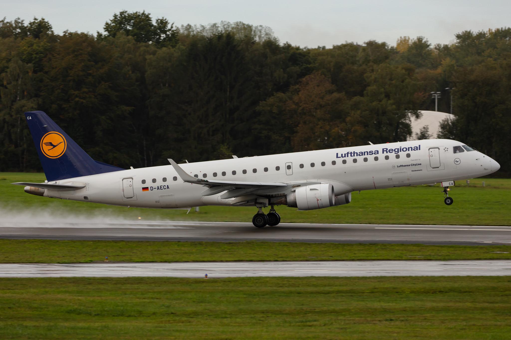 Hamburg Airport: Lufthansa (LH / DLH) | Operator: Lufthansa CityLine |  Embraer E190LR E190 | D-AECA | MSN 19000327
