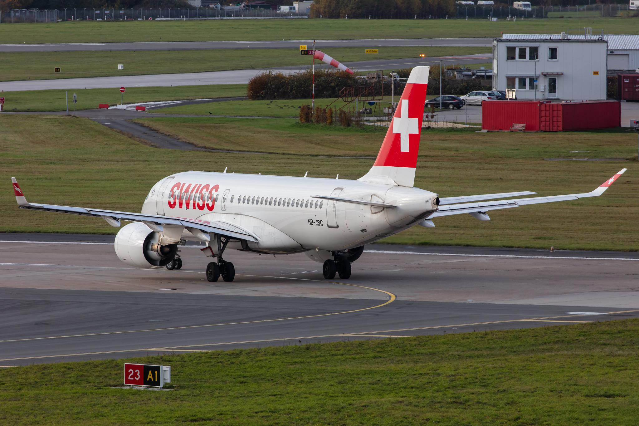 Hamburg Airport: Swiss (LX / SWR) |  Airbus A220-100 BCS1 | HB-JBC | MSN 50012