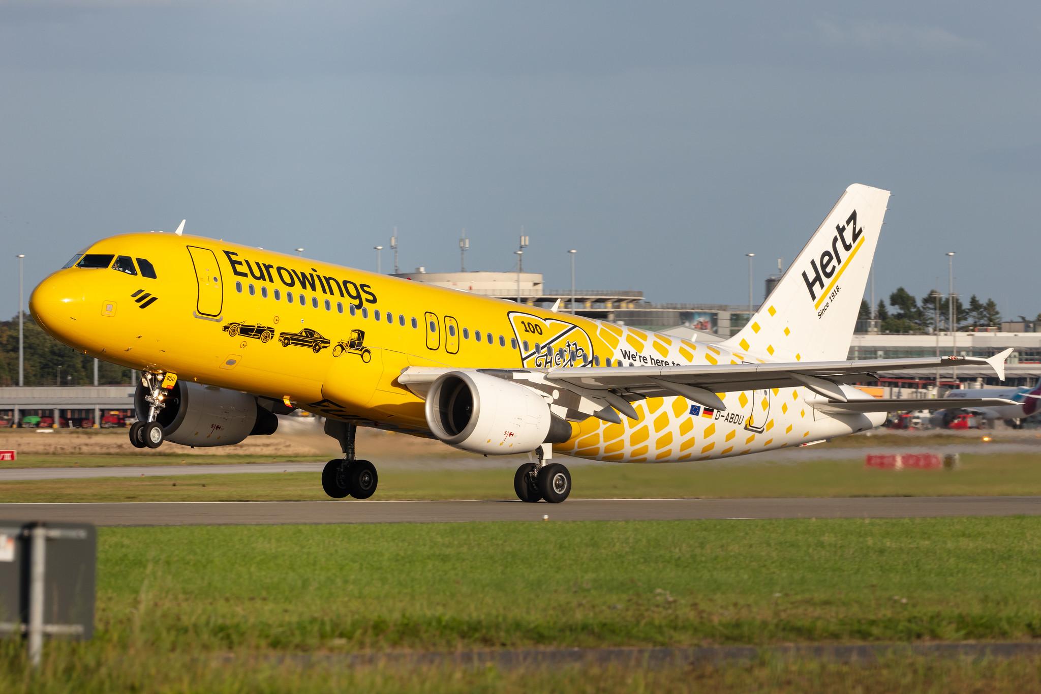 Hamburg Airport: Eurowings (EW / EWG) |  Livery: Hertz Livery |  Airbus A320-214 A320 | D-ABDU | MSN 3516