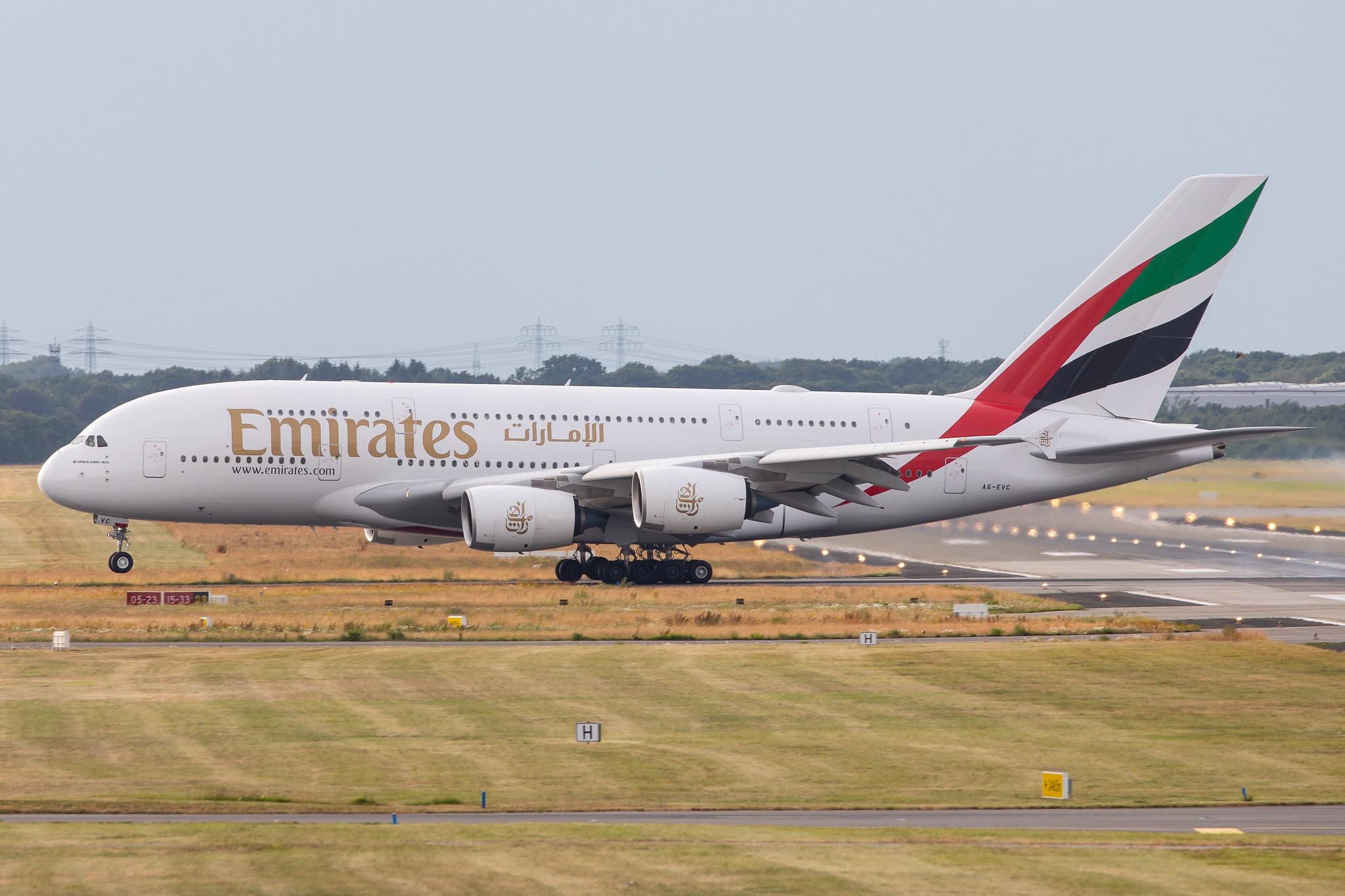 Hamburg Airport: Emirates (EK / UAE) |  Airbus A380-842 A388 | A6-EVC | MSN 248