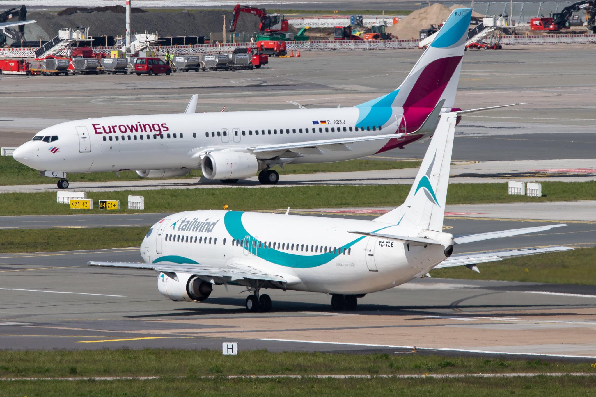 Hamburg Airport: Tailwind Airlines (TI / TWI) |  Boeing 737-4Q8 B734 | TC-TLE | MSN 27628