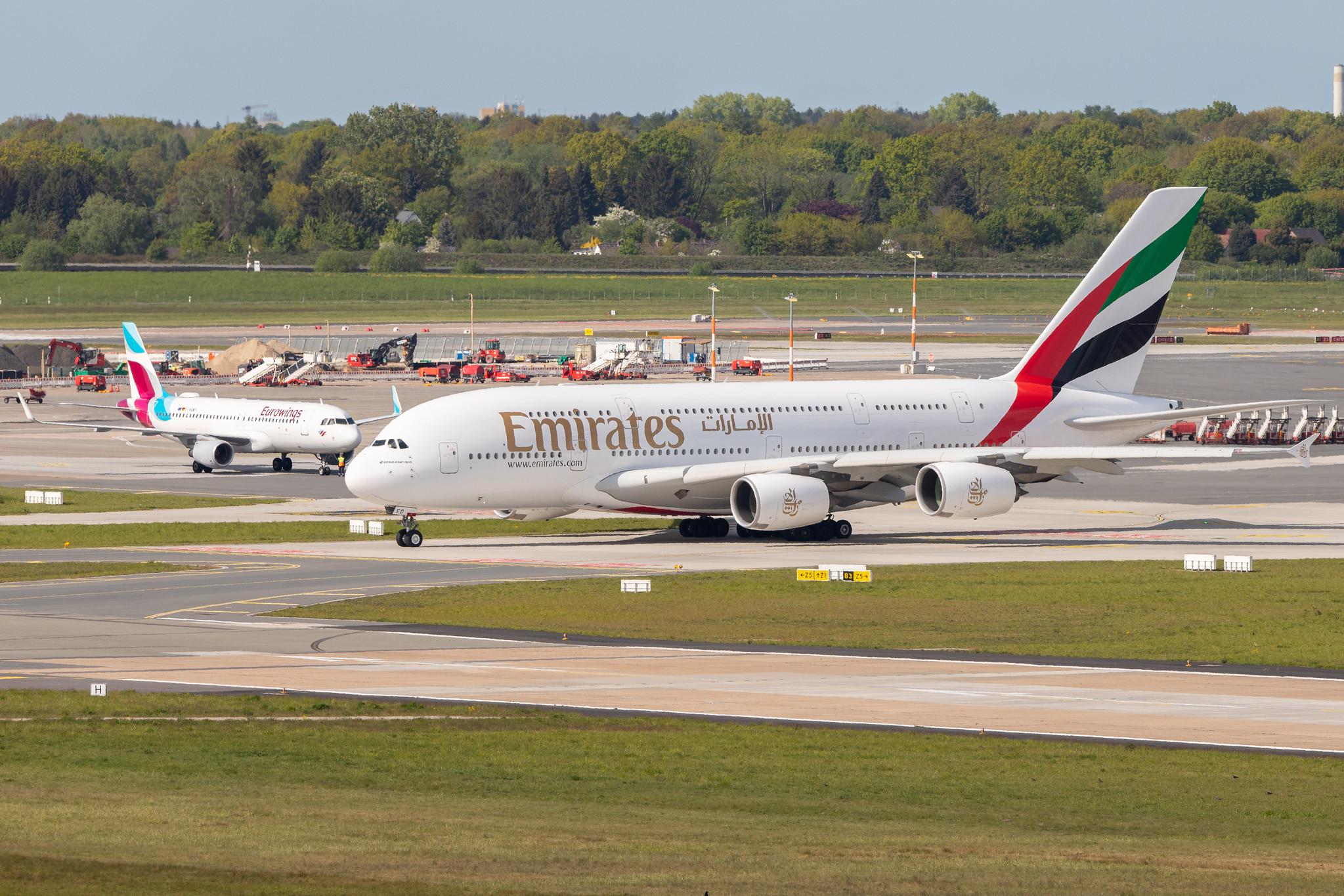 Hamburg Airport: Emirates (EK / UAE) |  Airbus A380-861 A388 | A6-EED | MSN 111