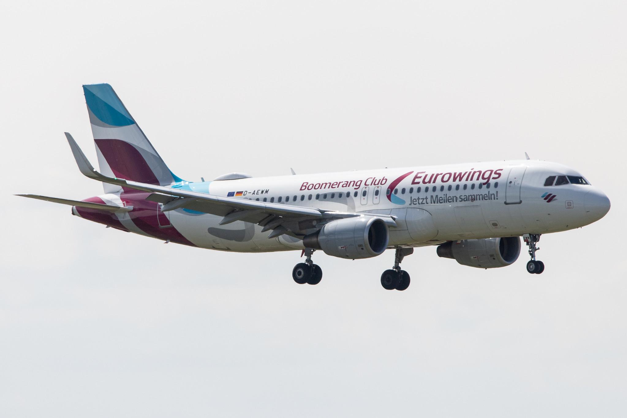 Hamburg Airport: Eurowings (EW / EWG) |  Livery: Boomerang Club Livery |  Airbus A320-214 A320 | D-AEWM | MSN 7259