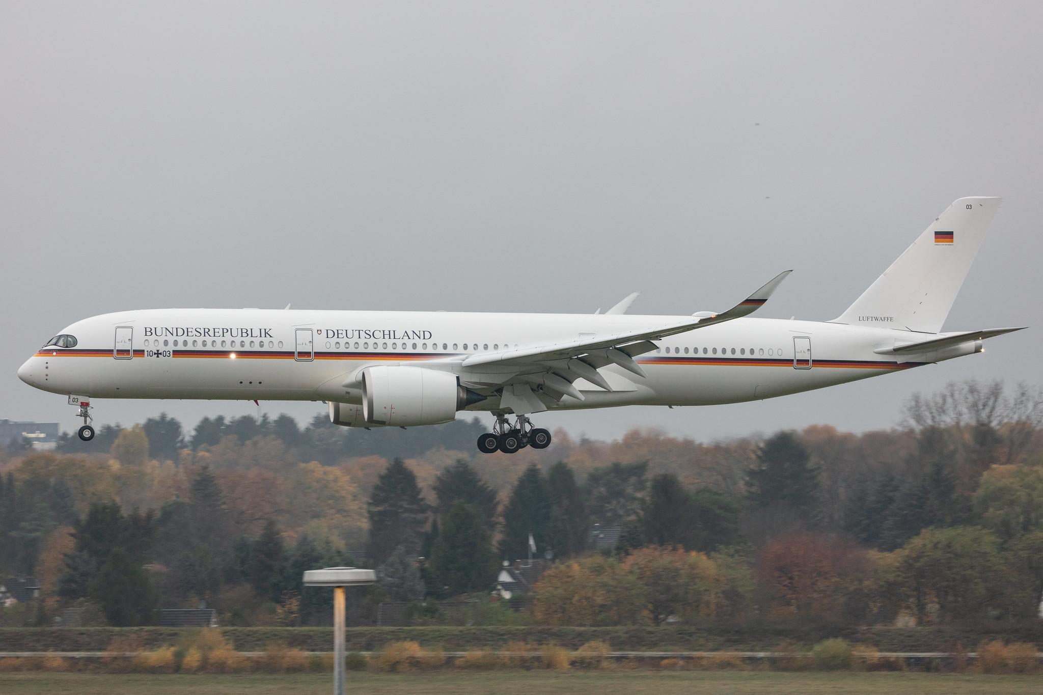 Hamburg Airport: German Air Force (/ GAF) |  Airbus A350-941 A359 | 10+03 | MSN 416