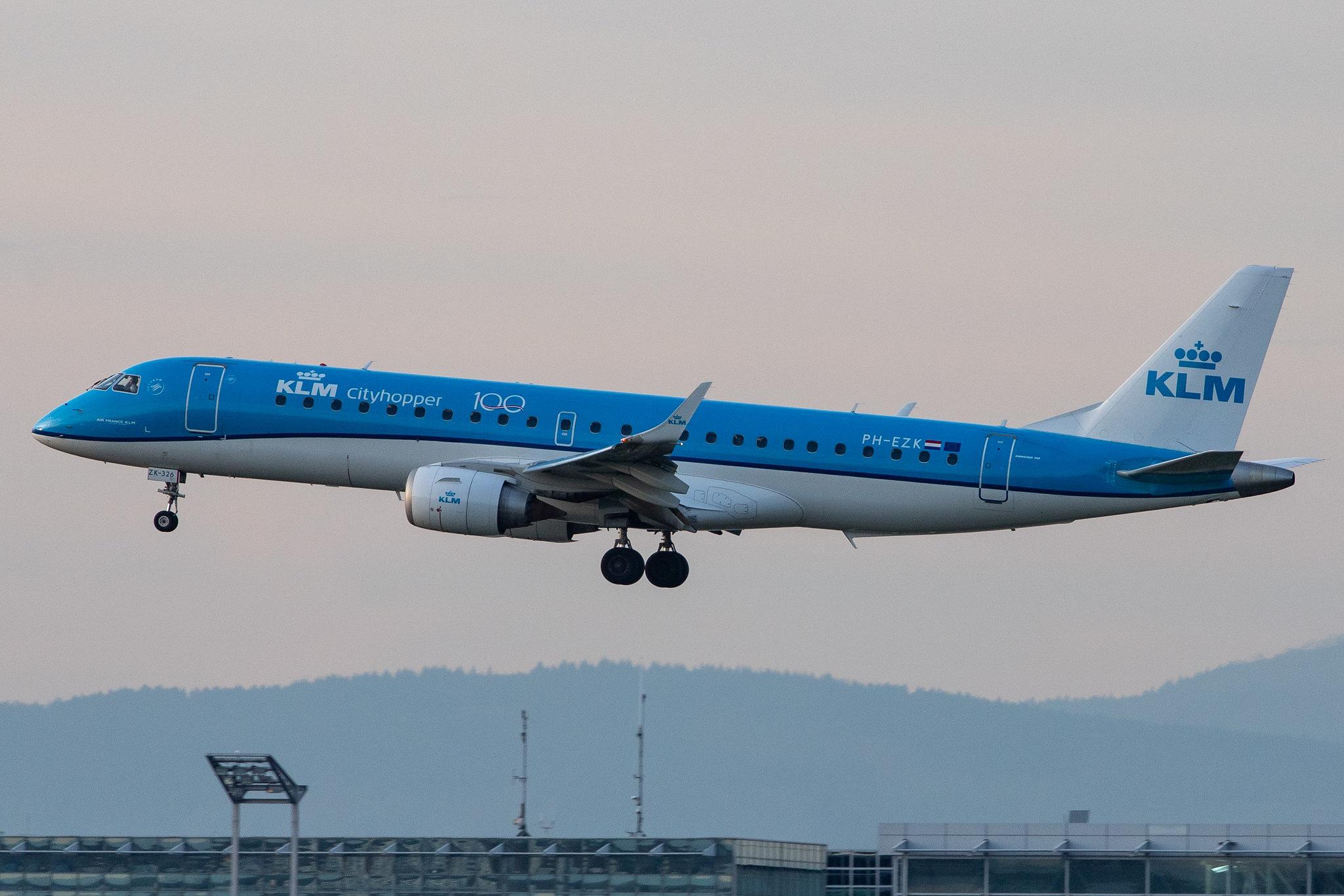 Frankfurt Airport: KLM (KL / KLM) | Operator: KLM Cityhopper |  Embraer E190STD E190 | PH-EZK | MSN 19000326