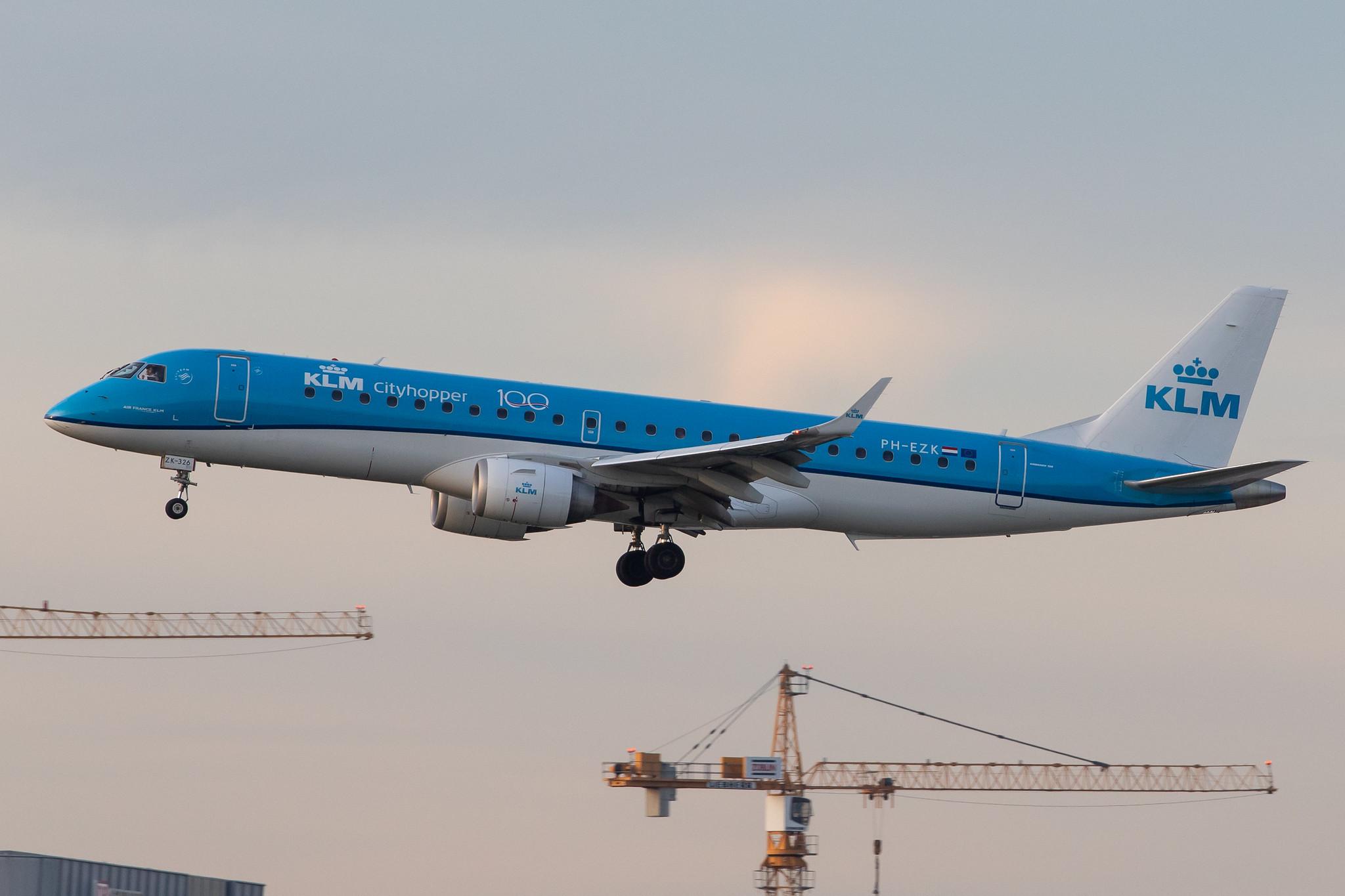 Frankfurt Airport: KLM (KL / KLM) | Operator: KLM Cityhopper |  Embraer E190STD E190 | PH-EZK | MSN 19000326