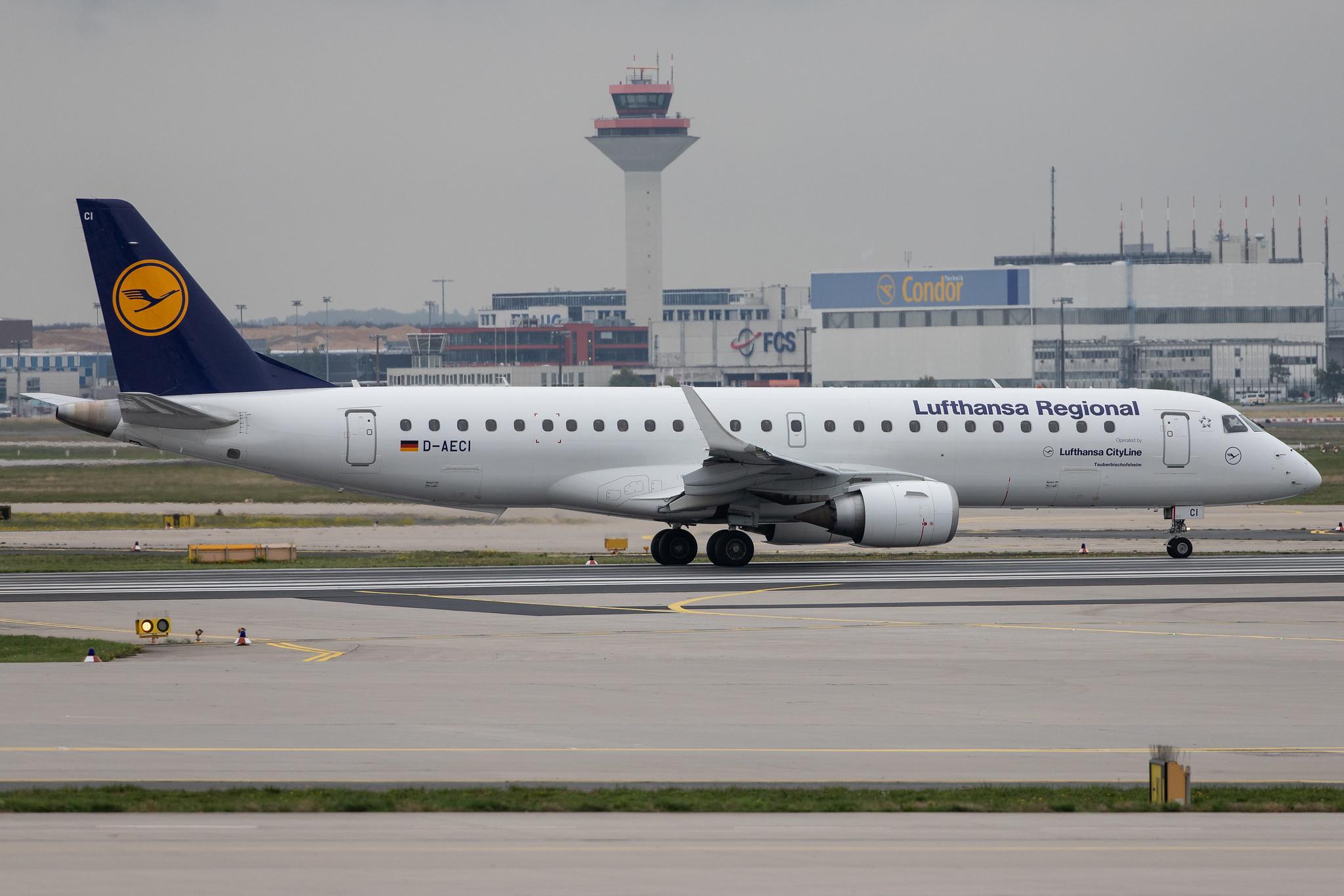 Frankfurt Airport: Lufthansa (LH / DLH) | Operator: Lufthansa CityLine |  Embraer E190LR E190 | D-AECI | MSN 19000381