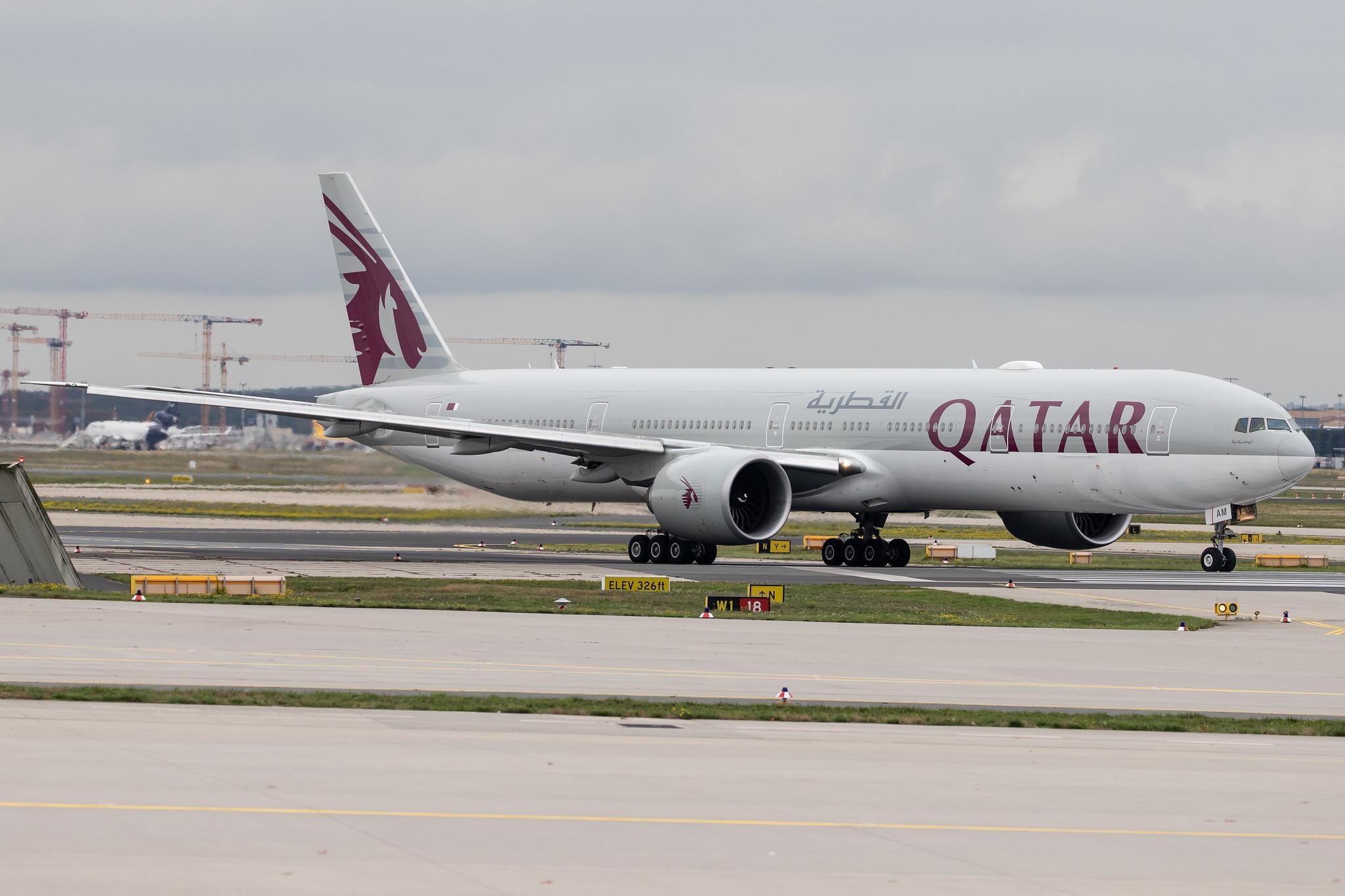 Frankfurt Airport: Qatar Airways (QR / QTR) |  Boeing 777-3DZ(ER) B77W | A7-BAM | MSN 38245