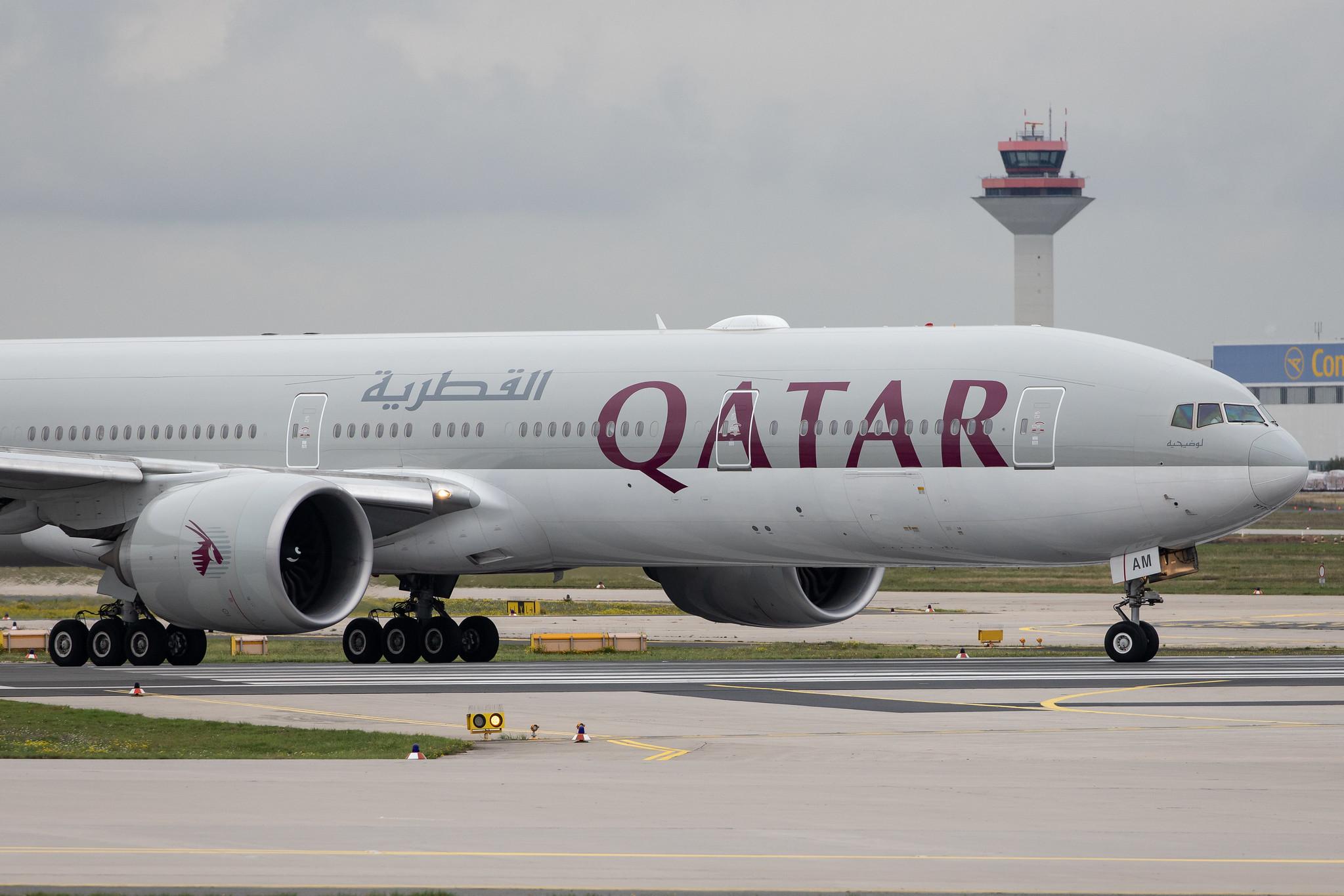 Frankfurt Airport: Qatar Airways (QR / QTR) |  Boeing 777-3DZ(ER) B77W | A7-BAM | MSN 38245