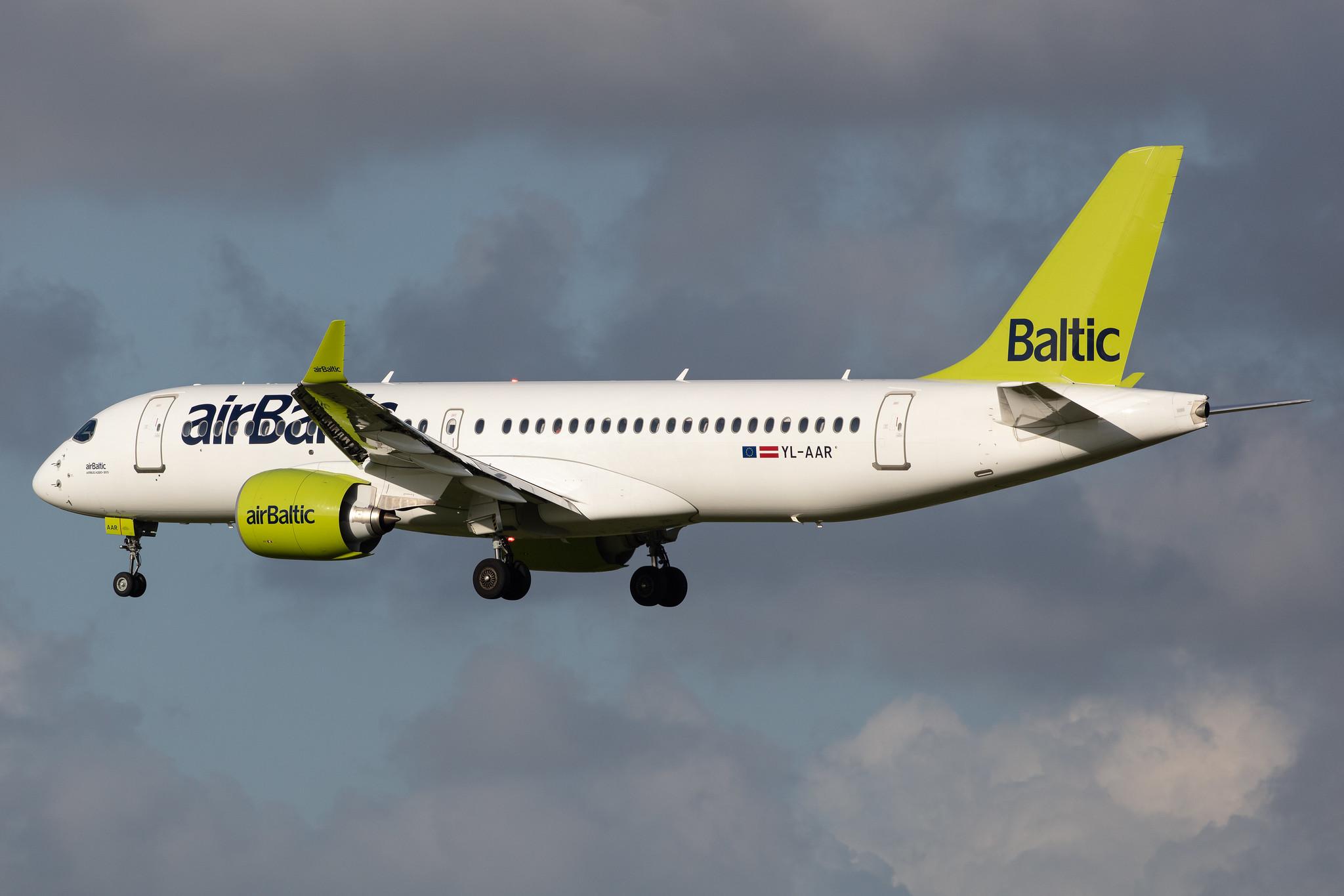 Amsterdam Airport Schiphol: Air Baltic (BT / BTI) |  Airbus A220-300 BCS3 | YL-AAR | MSN 55053