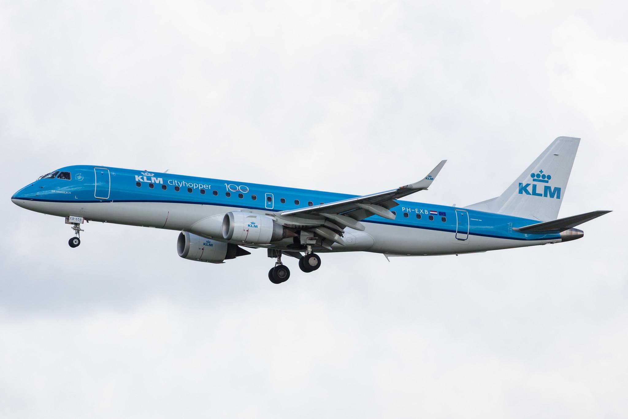 Amsterdam Airport Schiphol: KLM (KL / KLM) | Operator: KLM Cityhopper |  Embraer E190STD E190 | PH-EXB | MSN 19000658