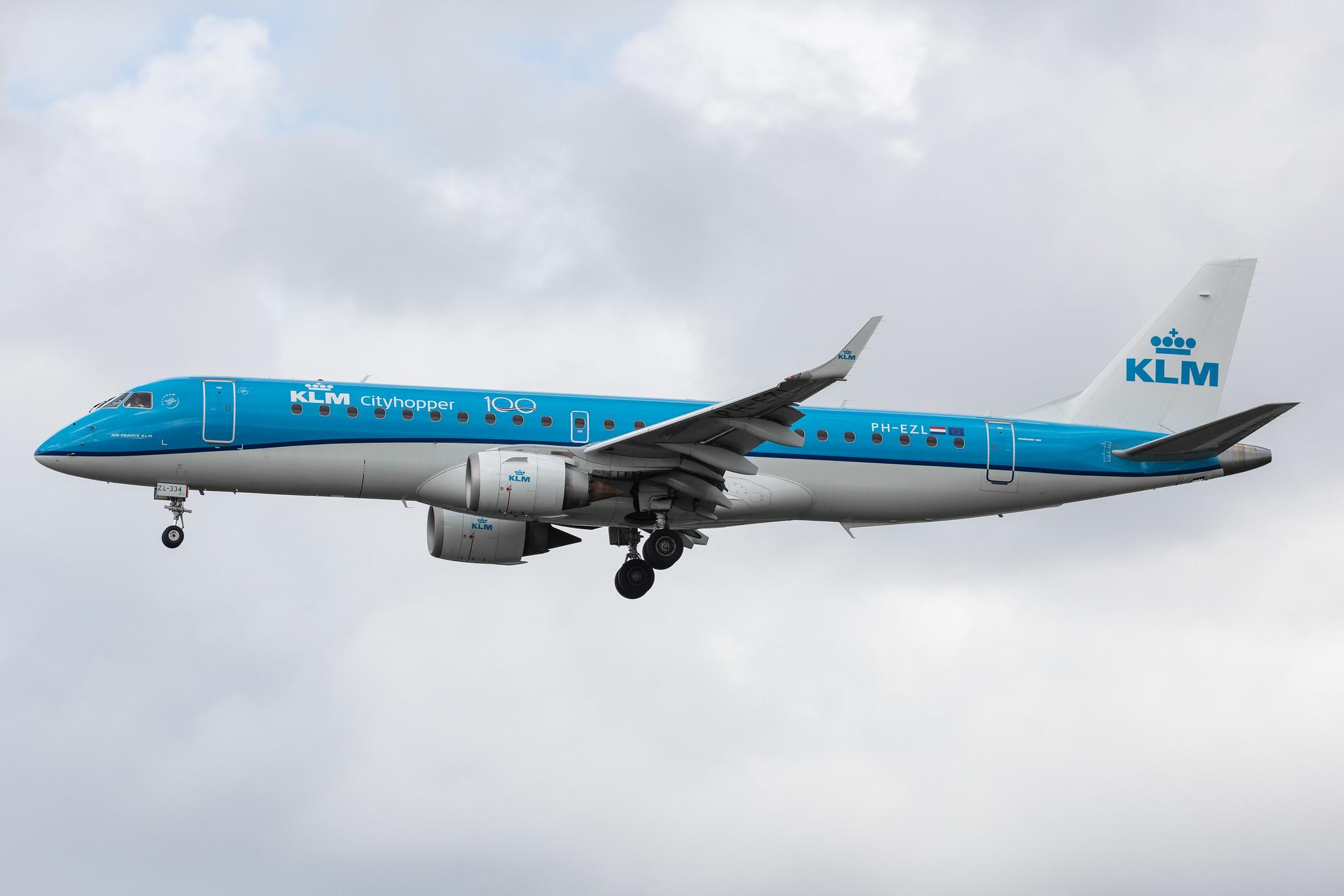 Amsterdam Airport Schiphol: KLM (KL / KLM) | Operator: KLM Cityhopper |  Embraer E190STD E190 | PH-EZL | MSN 19000334