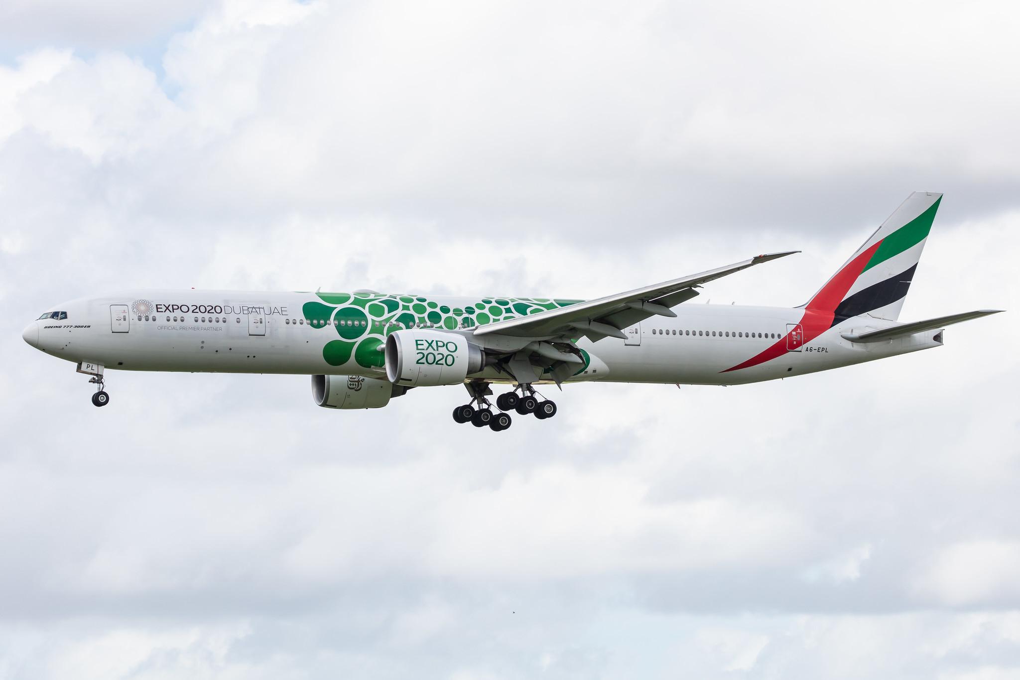 Amsterdam Airport Schiphol: Emirates (EK / UAE) |  Livery: Expo 2020 - Sustainability Livery |  Boeing 777-31H(ER) B77W | A6-EPL | MSN 42331